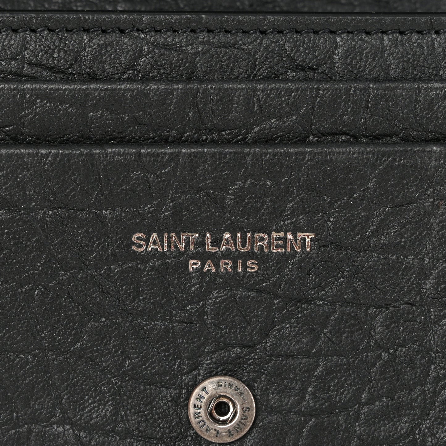 Calfskin Crocodile Embossed Monogram Monochrome Business Card Holder Black