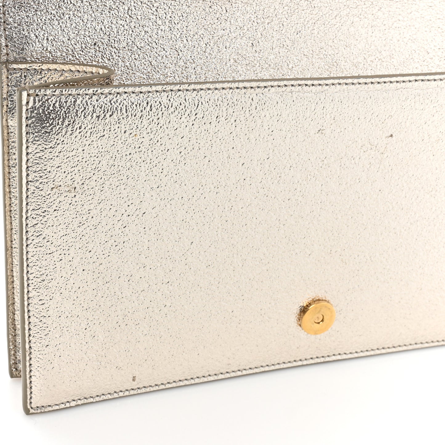 Metallic Calfskin Medium Serpent Clutch Gold