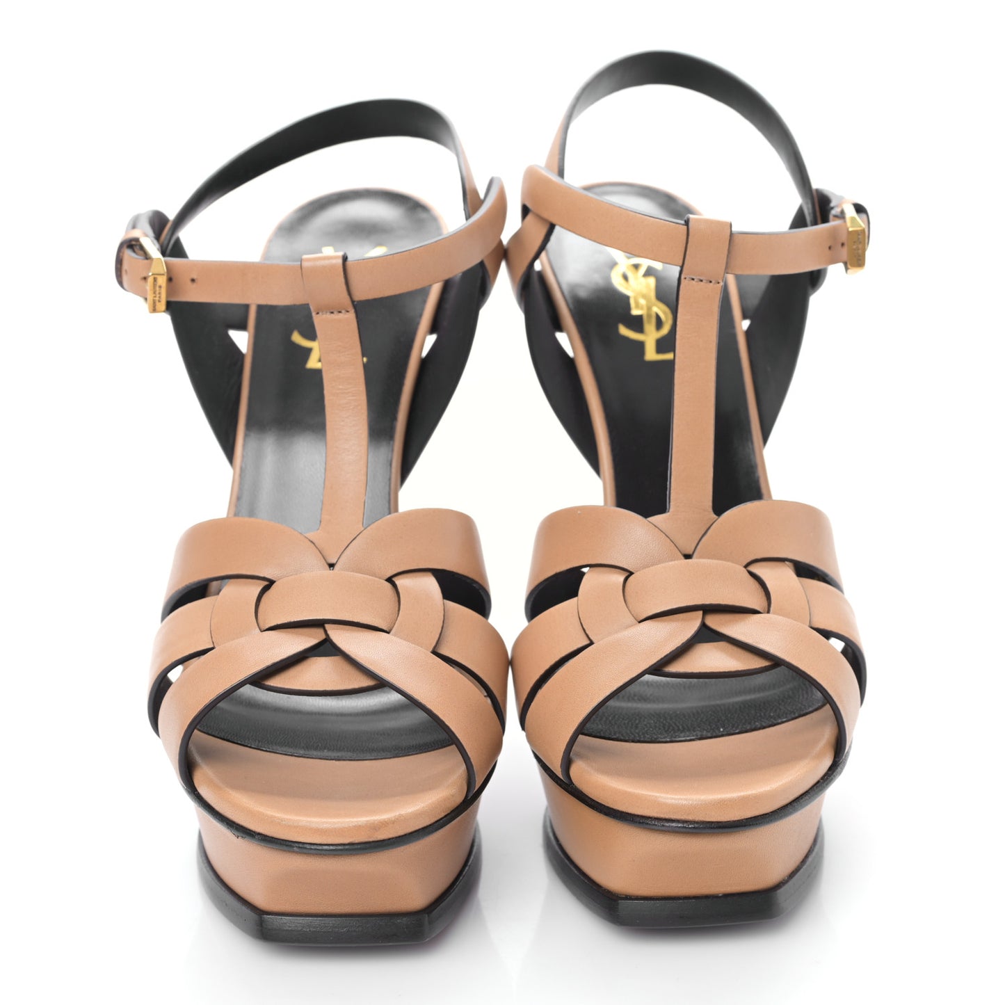 Calfskin Tribute 105 Platform Sandals 38 Nude Powder