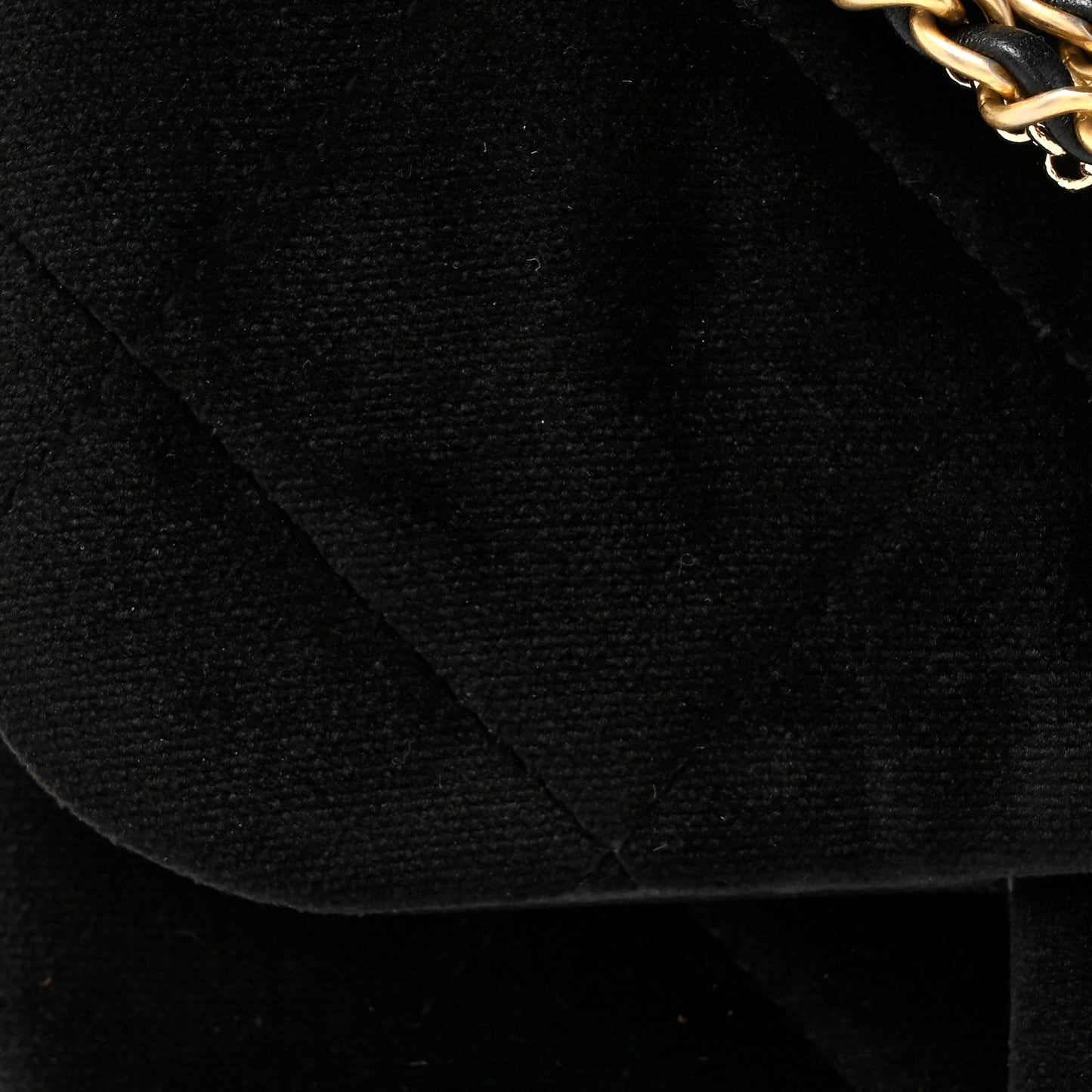 Velvet Quilted Crush On Chains Flap Bag Black