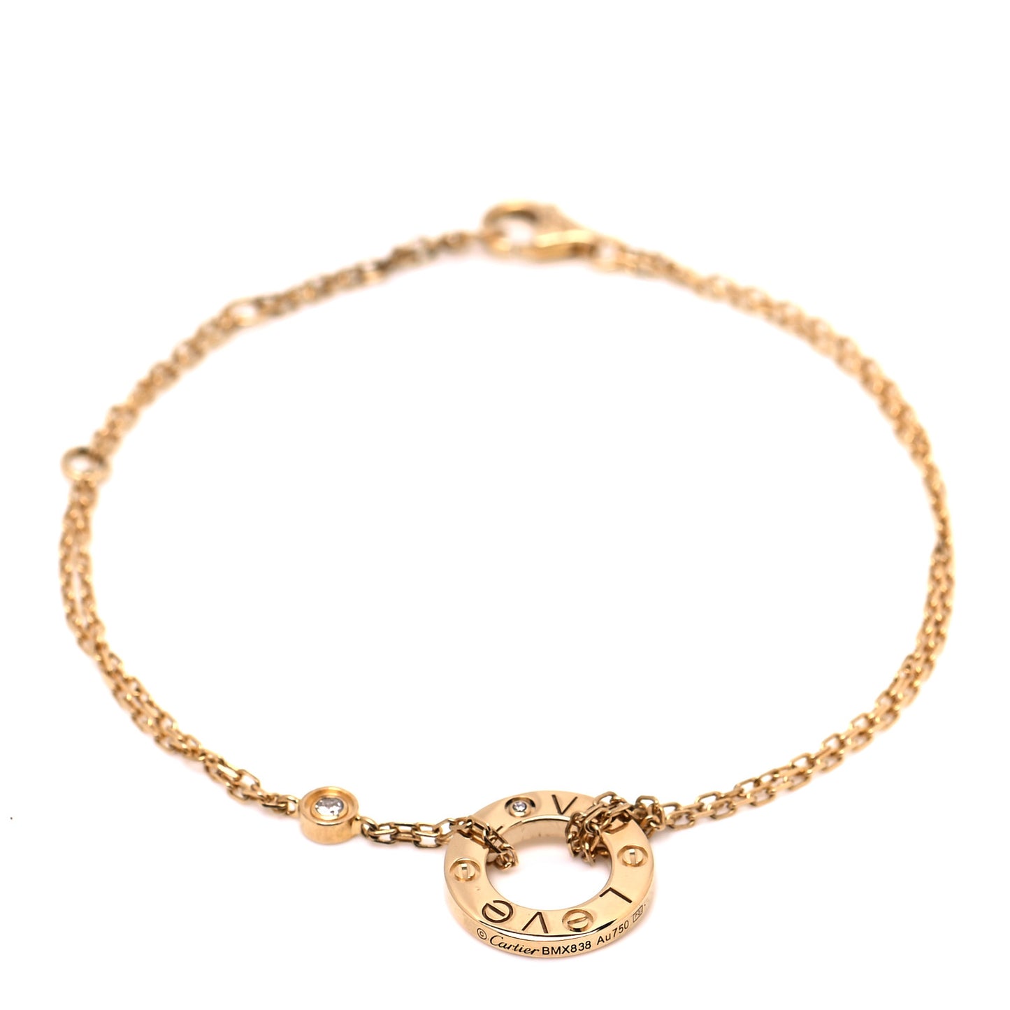 18K Yellow Gold Diamond LOVE Bracelet