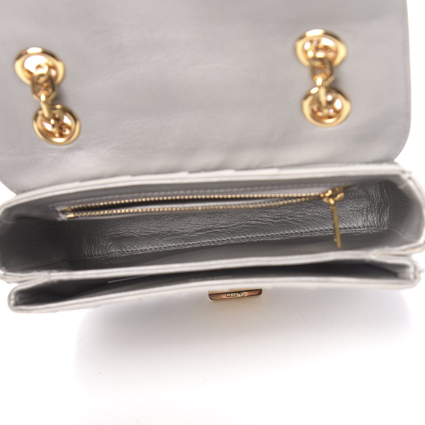 Metallic Calfskin Small Patchwork C Bag Silver