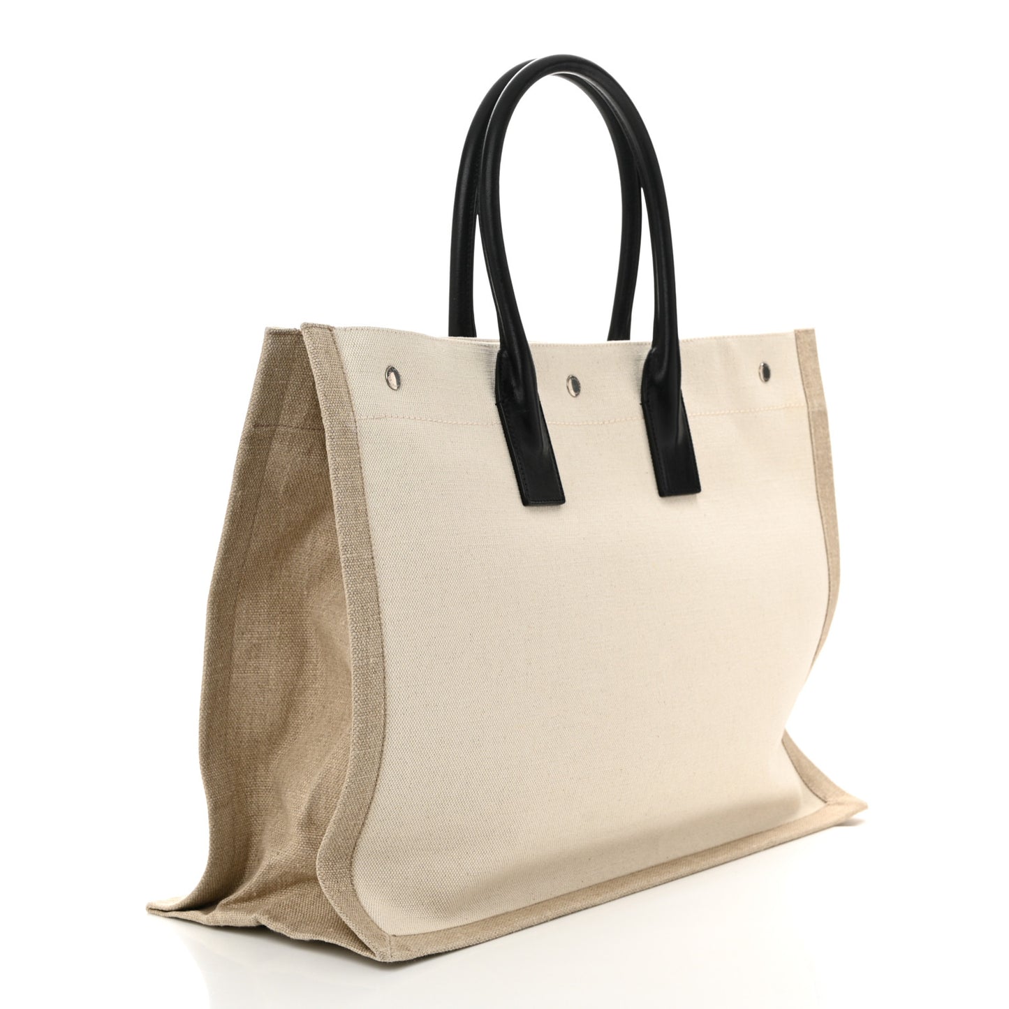 Linen Calfskin Rive Gauche Tote Optic White