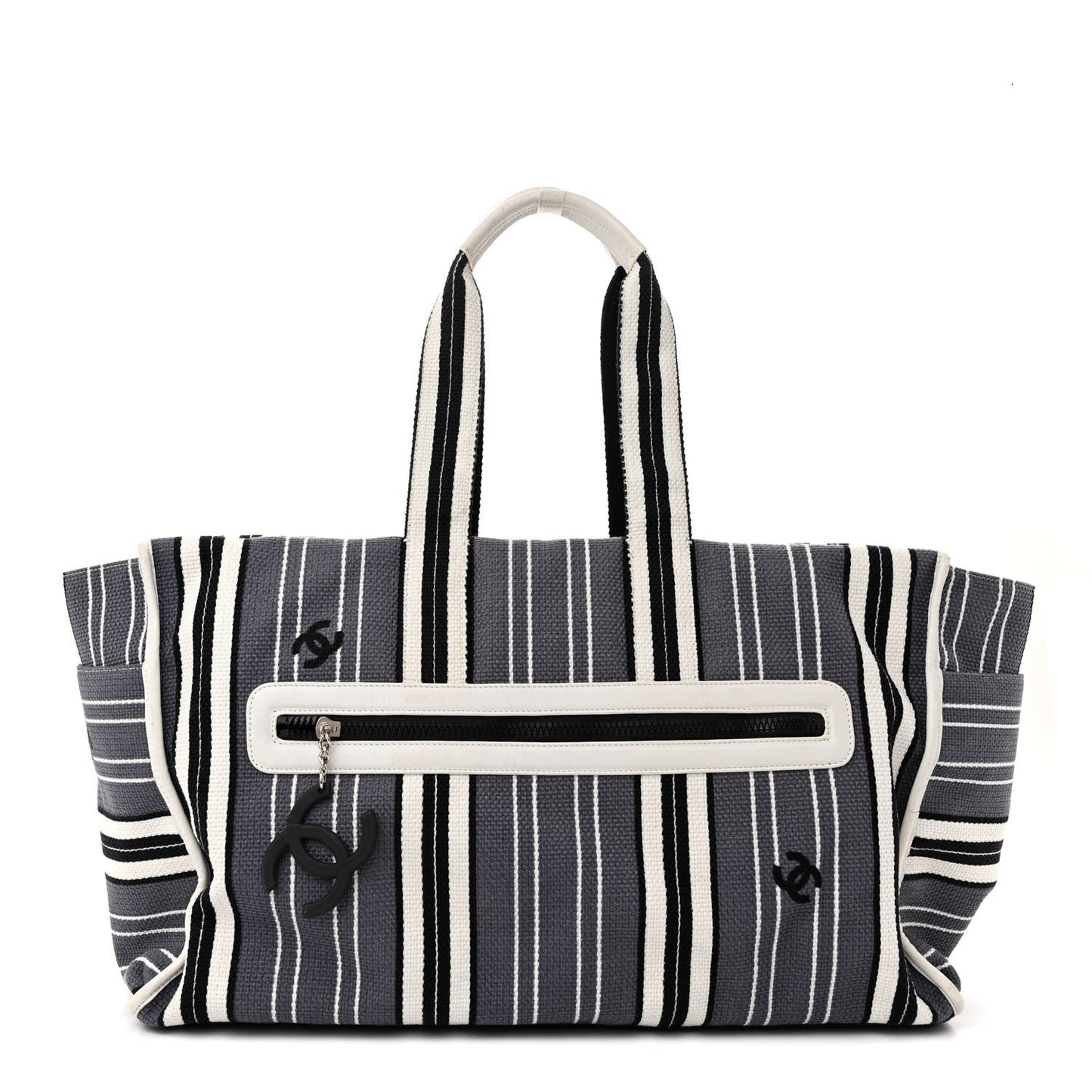 Striped Canvas CC Tote Blue White Black