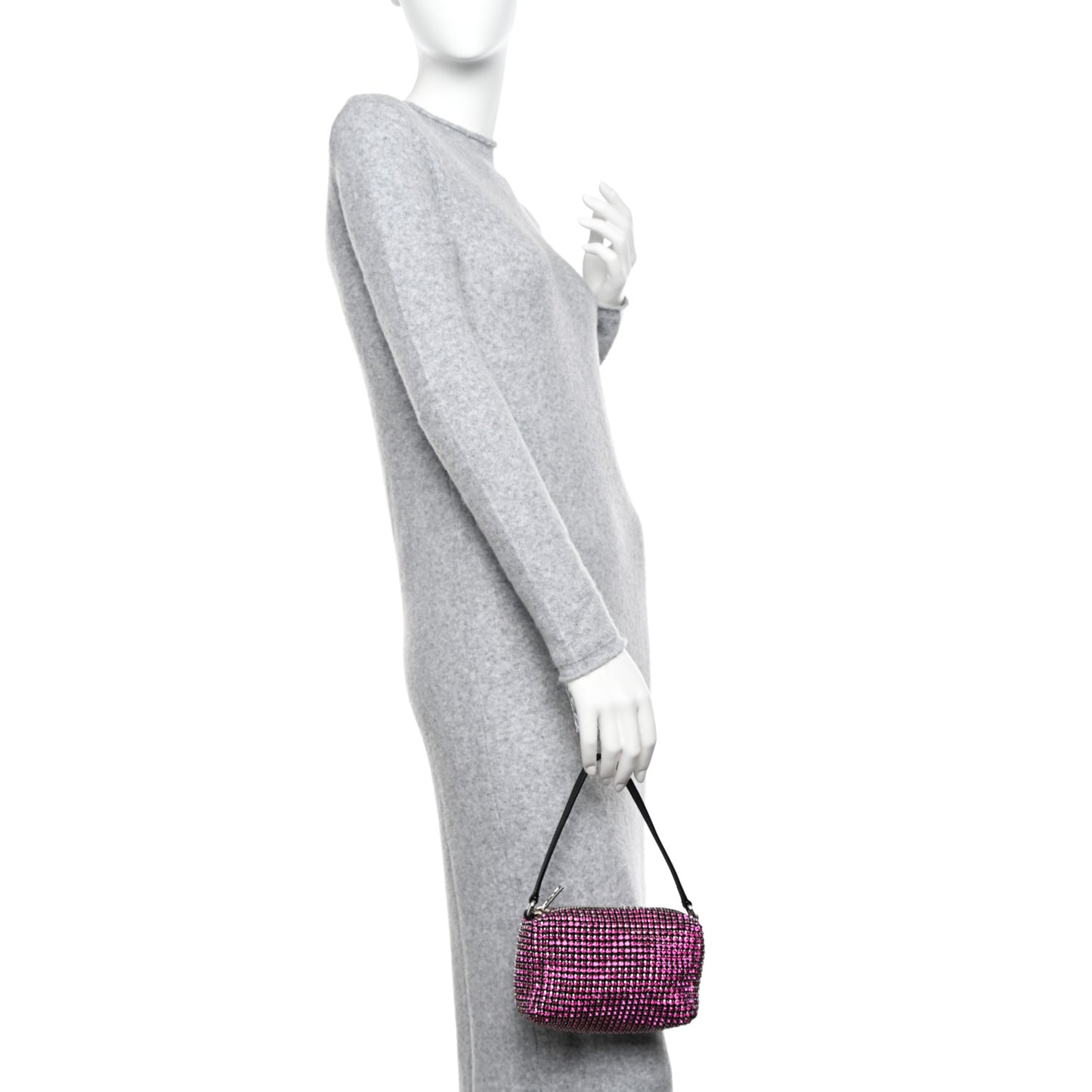 Mesh Crystal Rhinestone Mini Heiress Pouch Pink