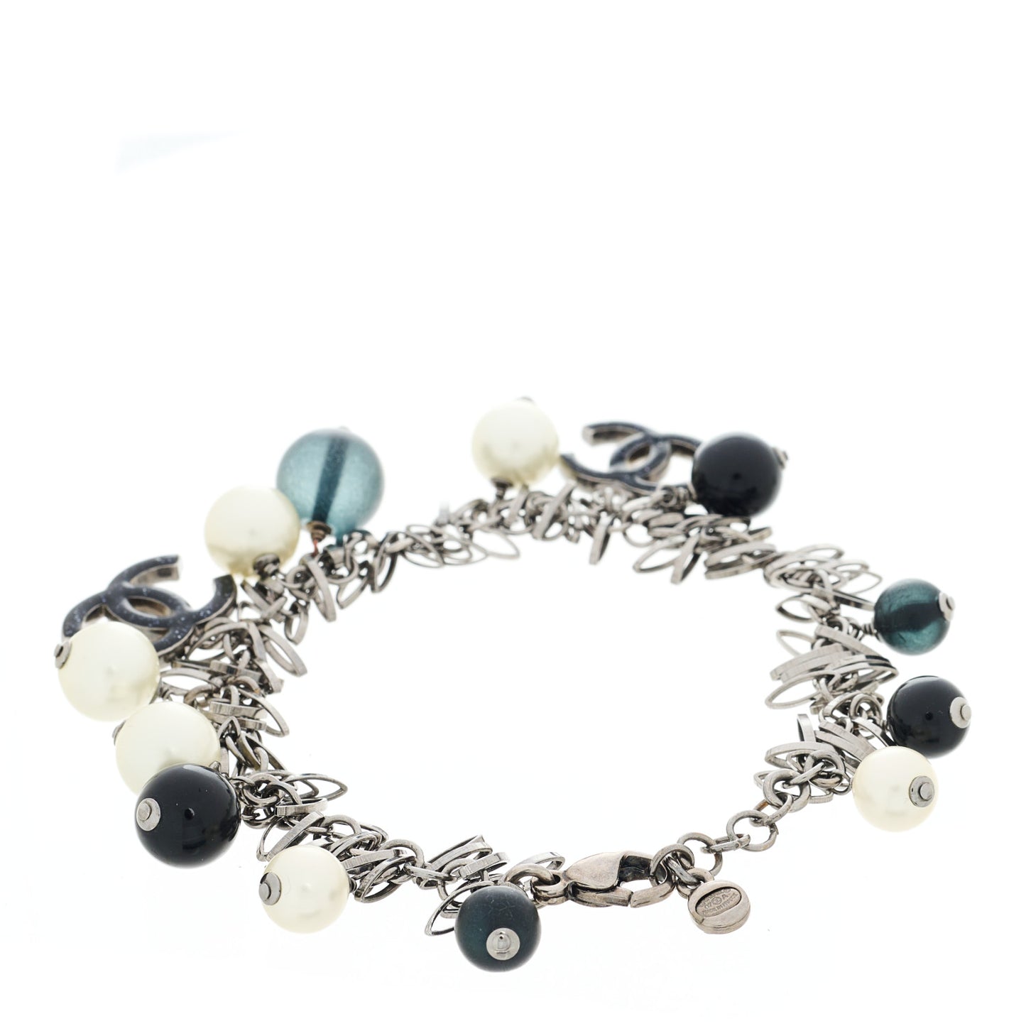 Pearl Bead Resin Glitter CC Charm Bracelet Black
