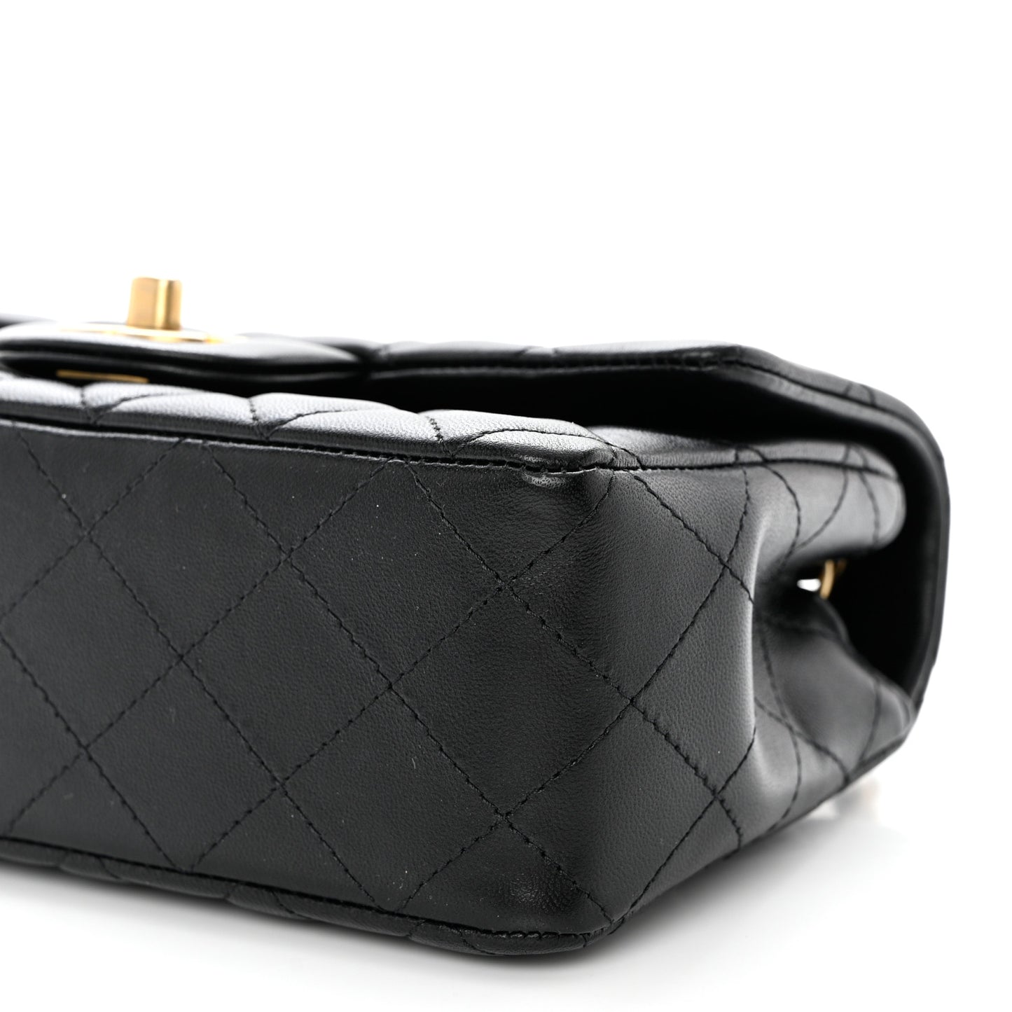 Lambskin Quilted Mini Rectangular Flap Black
