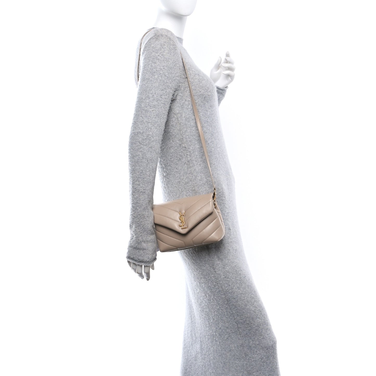 Calfskin Y Quilted Monogram Toy Loulou Crossbody Bag Dark Beige