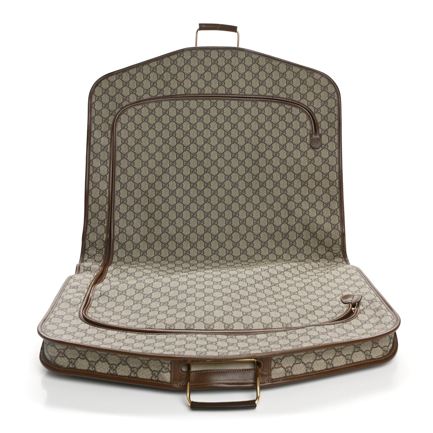 GG Supreme Monogram Azalea Calfskin Retro Interlocking G Hanger Garment Bag Beige Ebony Brown Sugar