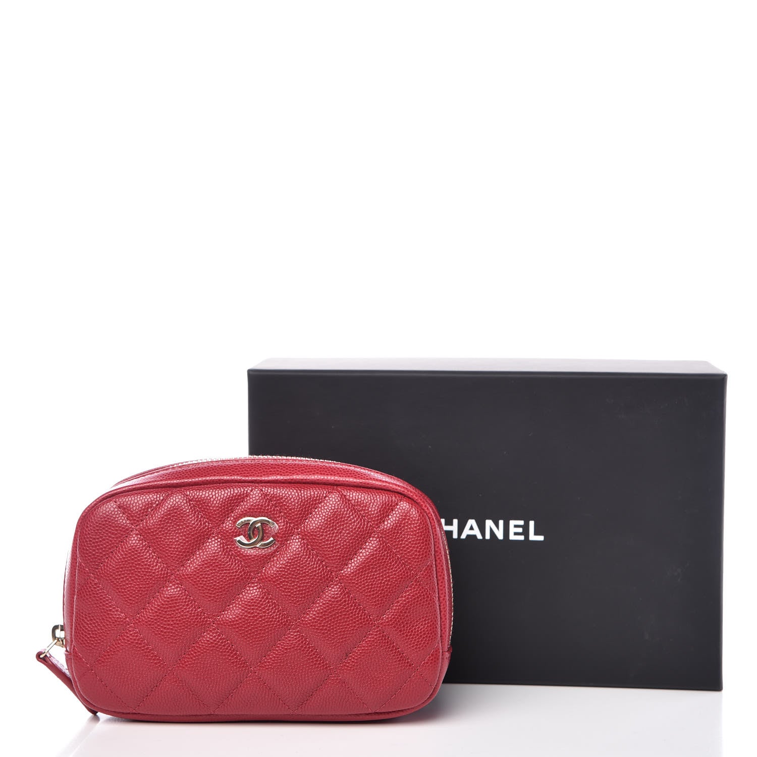 Chanel Caviar Quilted Small Curvy Pouch Cosmetic Case Dark Pink 10 of 10