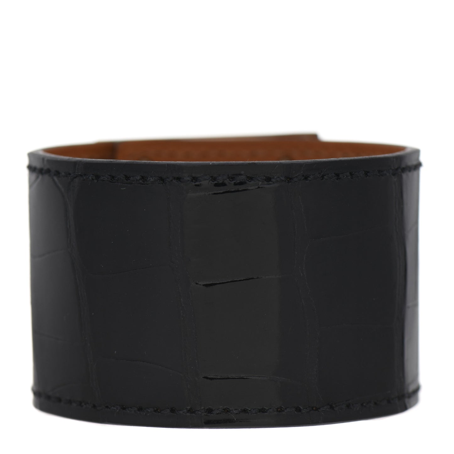 Shiny Alligator Kelly Dog Cuff T1 Black