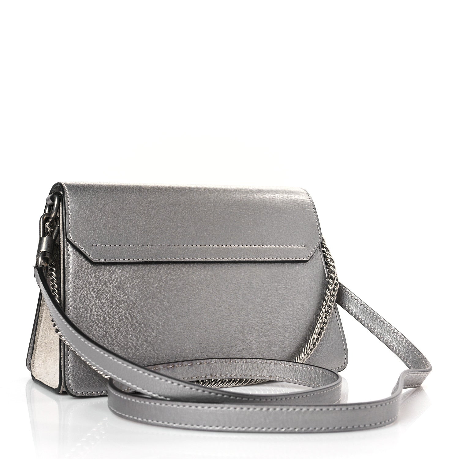 Givenchy Calfskin Suede Small GV3 Shoulder Bag Silver 3 of 8
