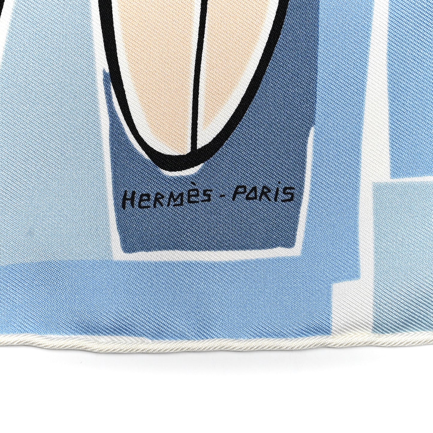 Silk Sea Surf and Fun Scarf 45 White Bleu Ciel Beige