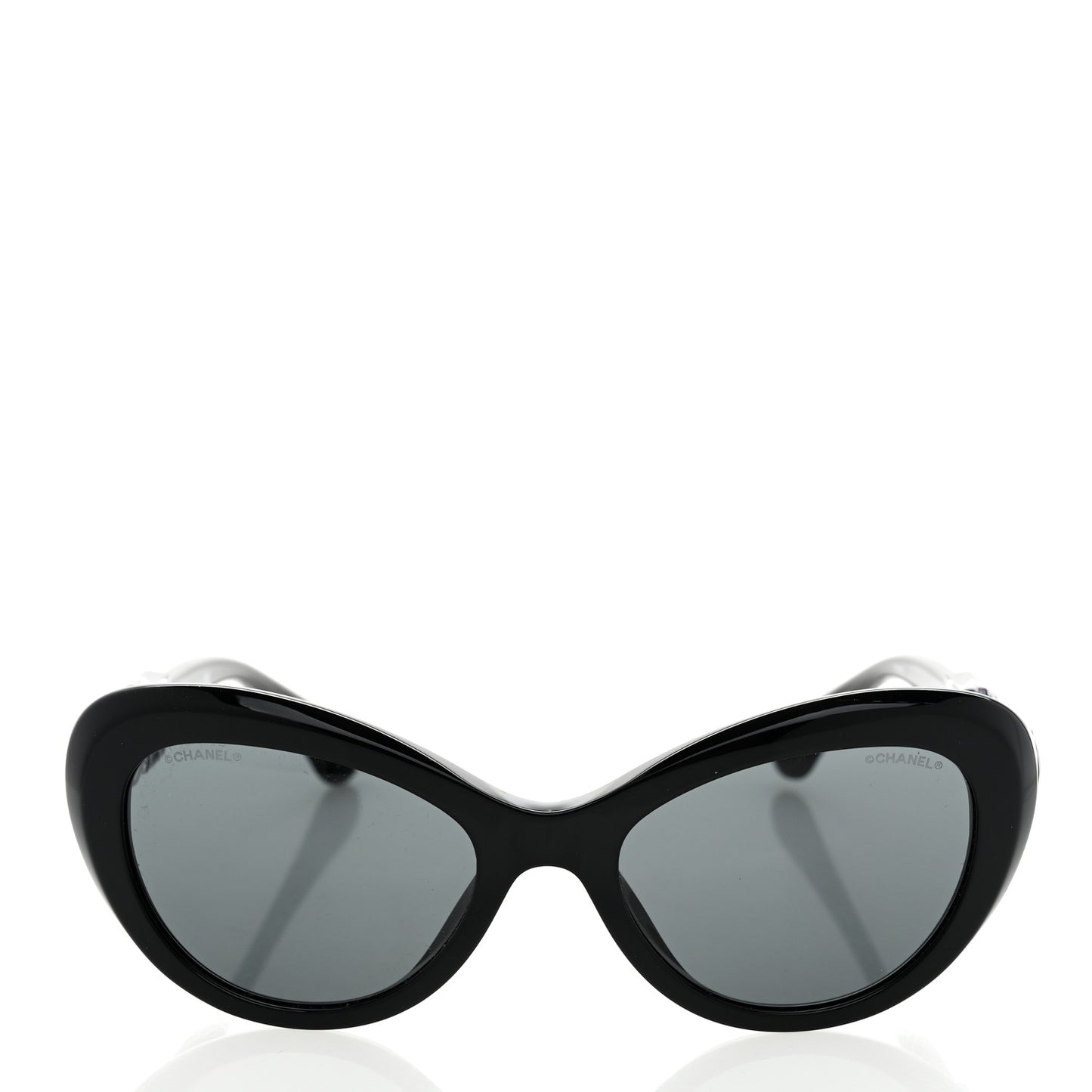 Acetate Glass Pearls Cat Eye Sunglasses 5443-H Black