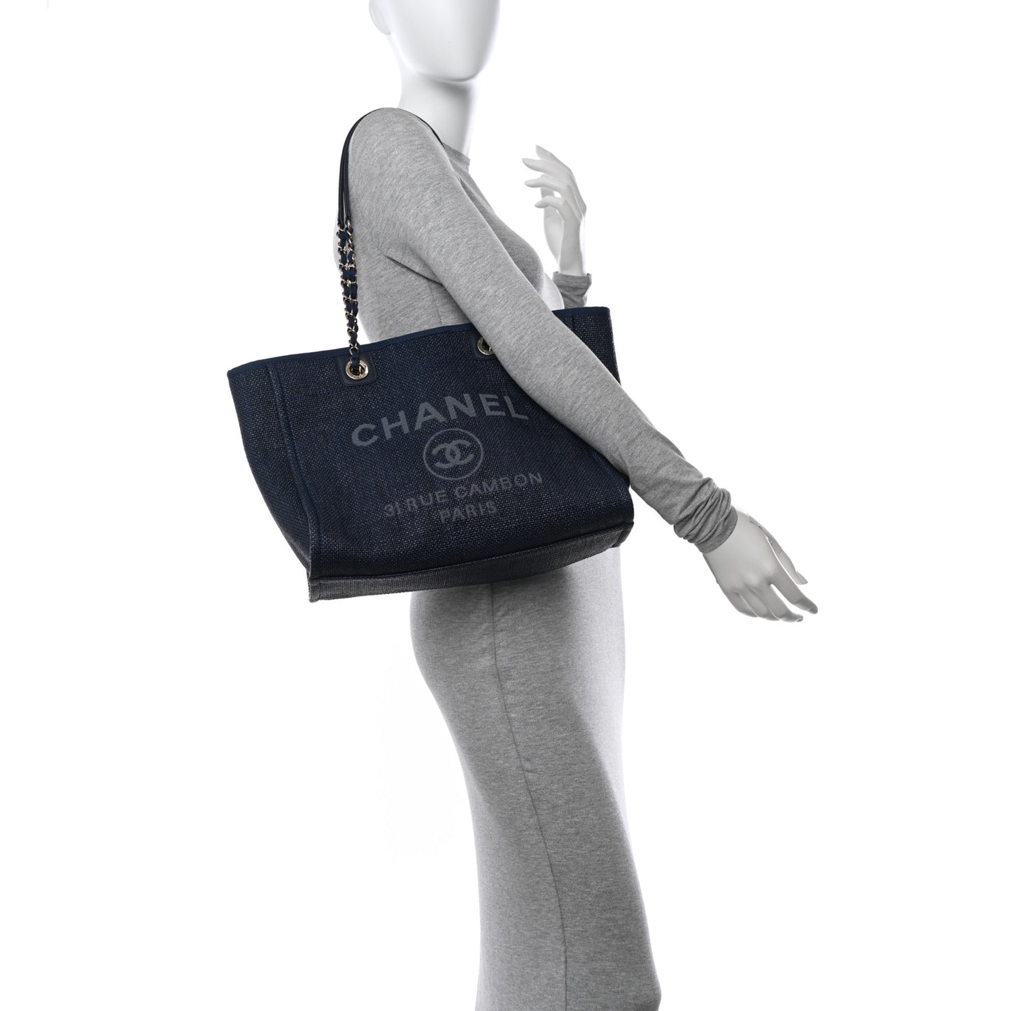 Woven Straw Raffia Small Deauville Tote Blue