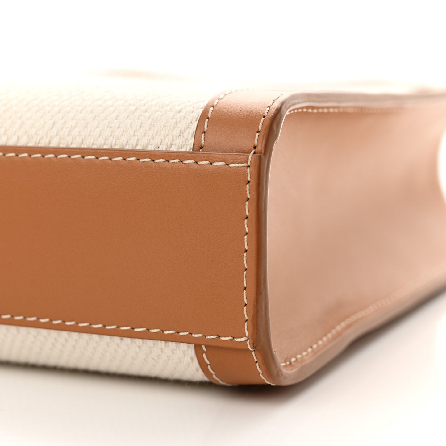 Canvas Calfskin Mini Vertical Cabas Natural Tan