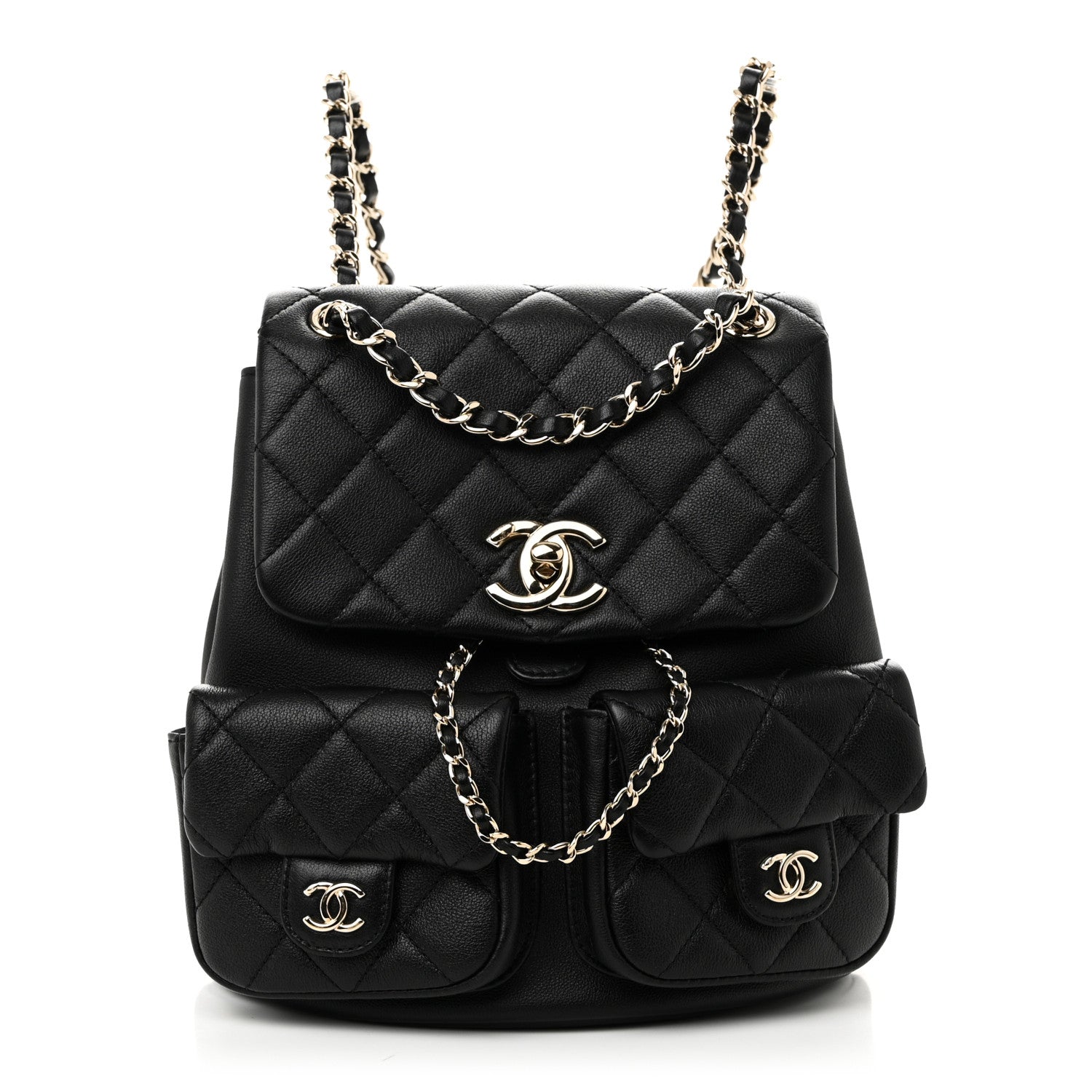 Chanel Calfskin Quilted Medium Duma Pockets Drawstring Backpack