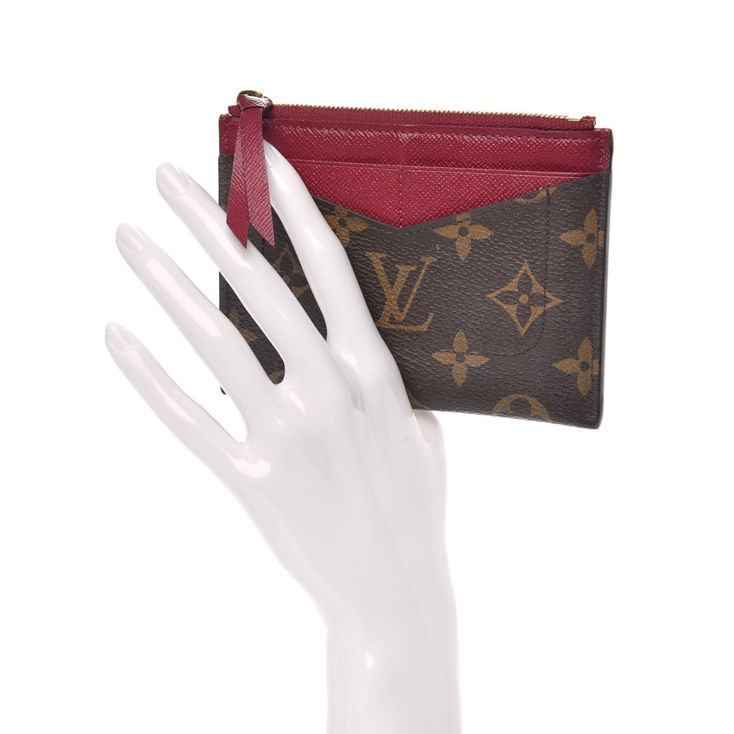 Monogram Zipped Card Holder Fuchsia