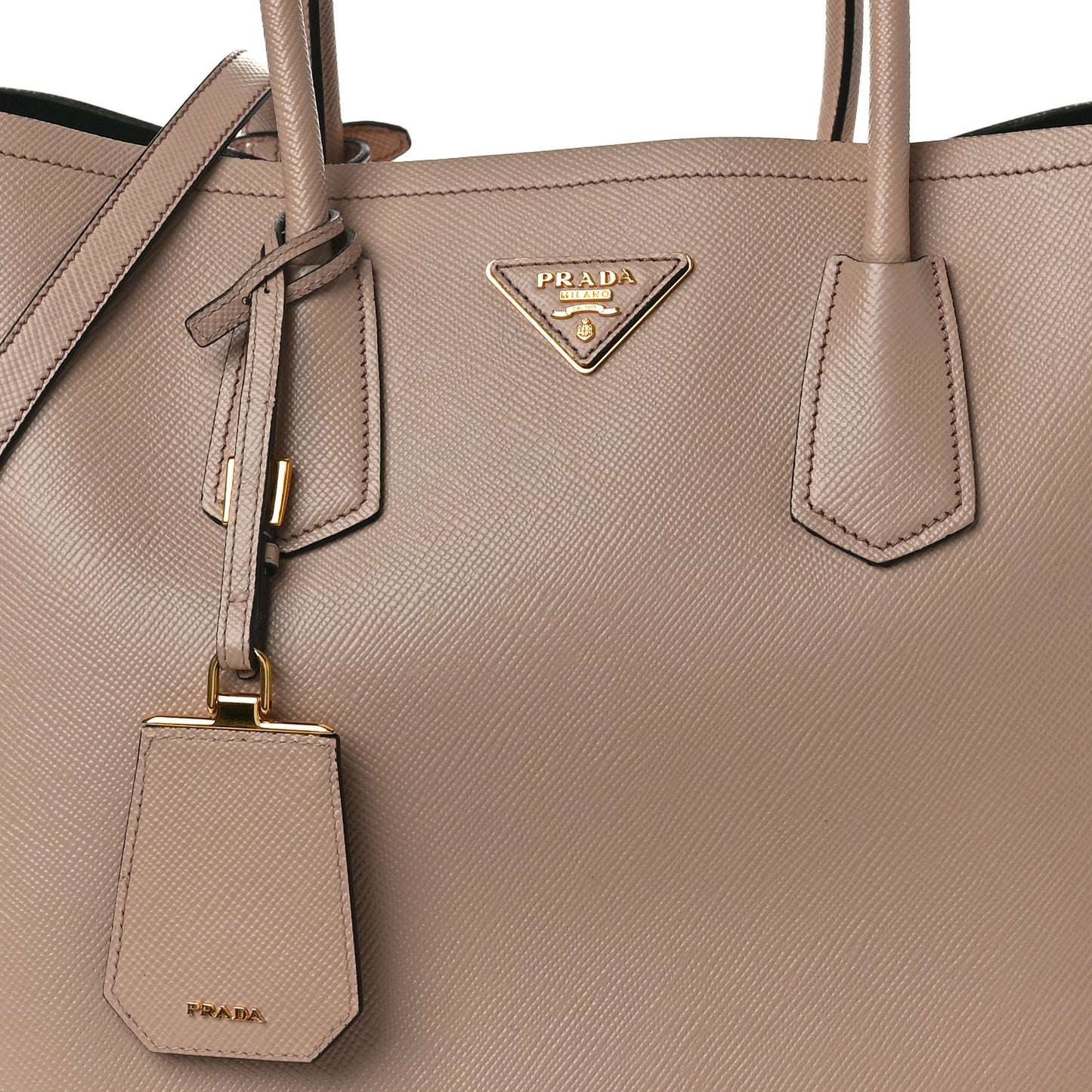 Saffiano Cuir Large Double Bag Cammeo