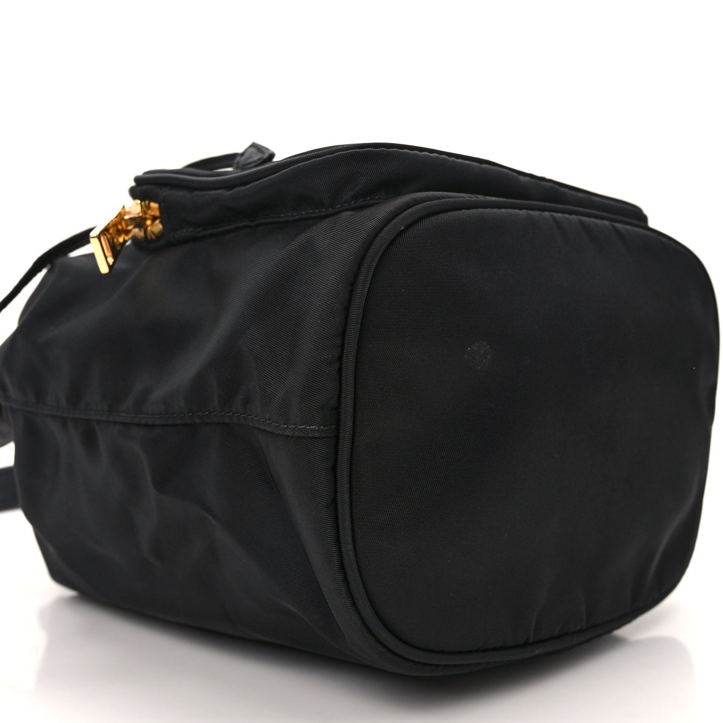 Nylon Vela Saffiano Mini Bucket Crossbody Bag Black