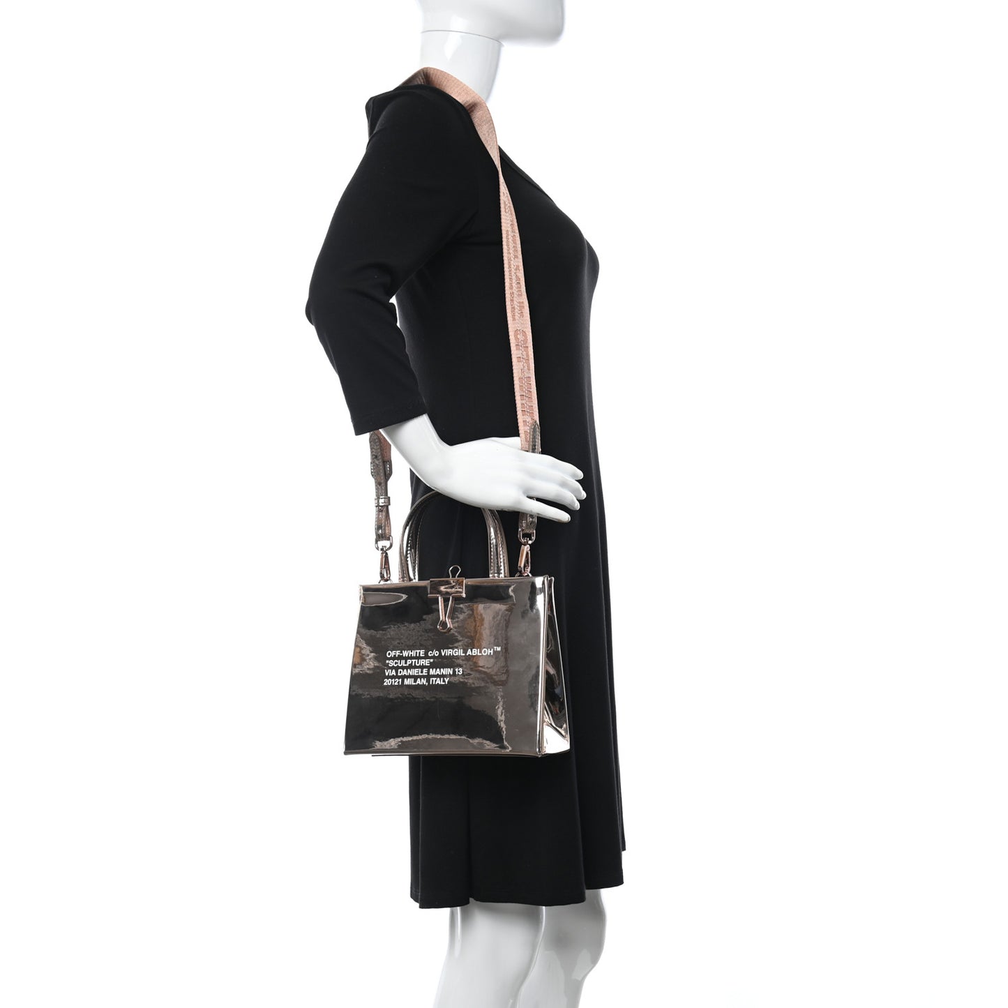 Metallic Patent Mini Box Bag Rose Gold