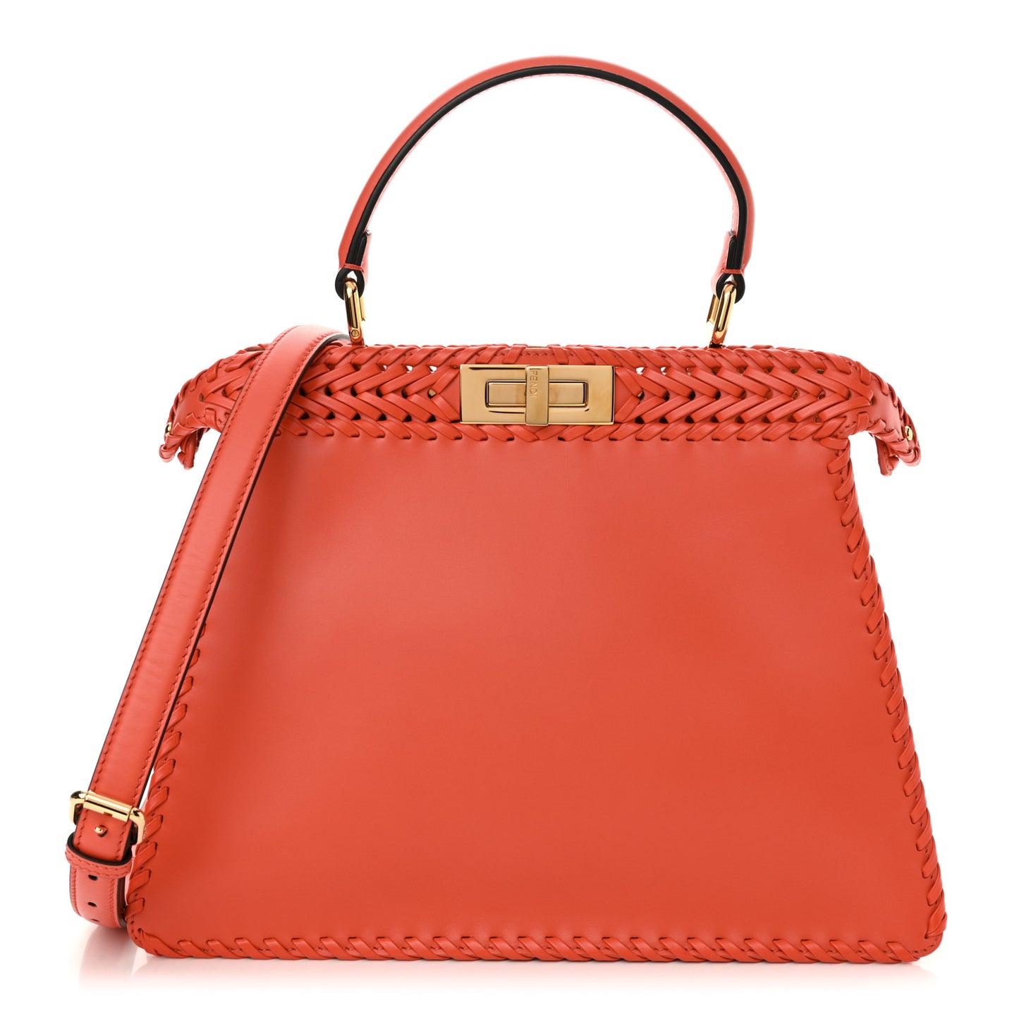 Vitello King Ceylon Shiny Nappa Woven Medium Peekaboo I SEE U Satchel Tulipano