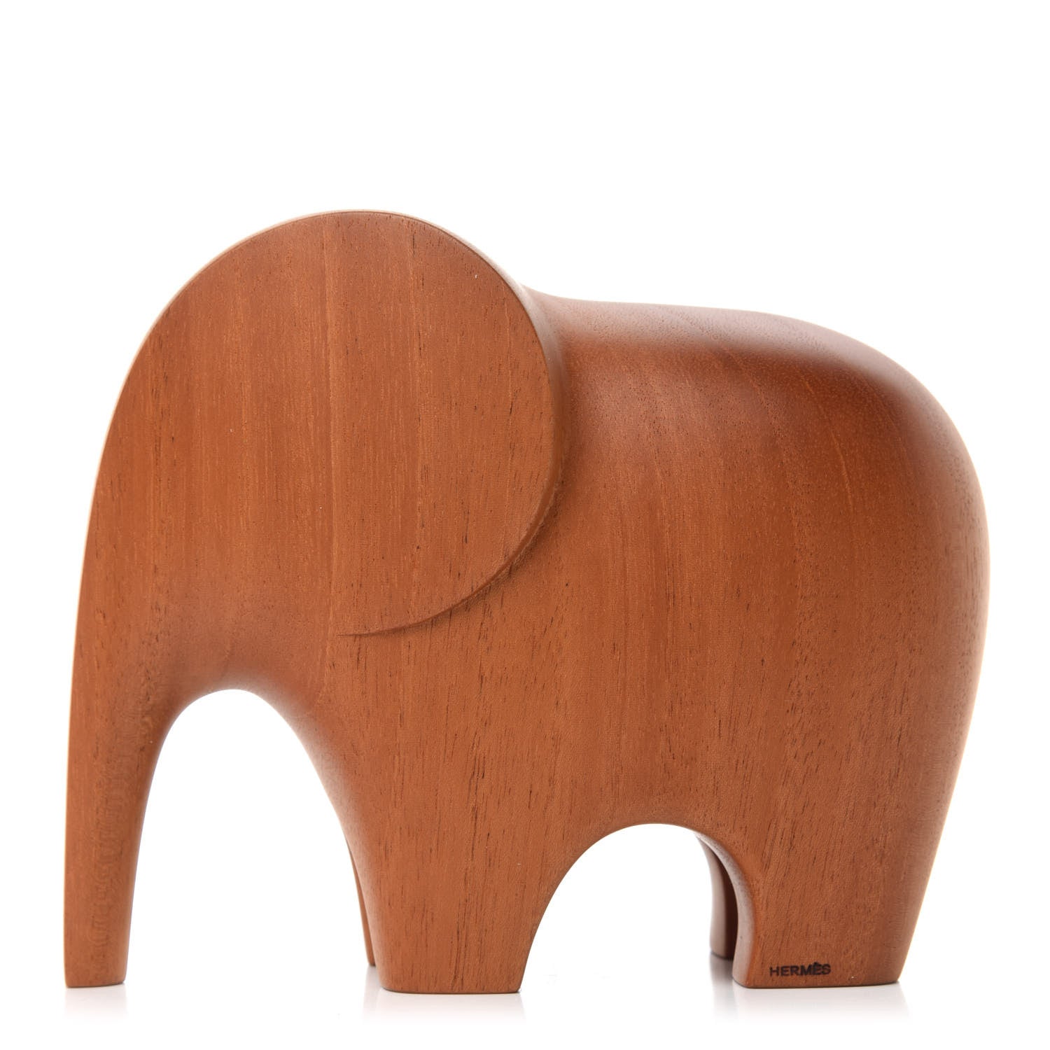 Hermes Mahogany Wood Elephant Lao Paperweight Naturel 725046