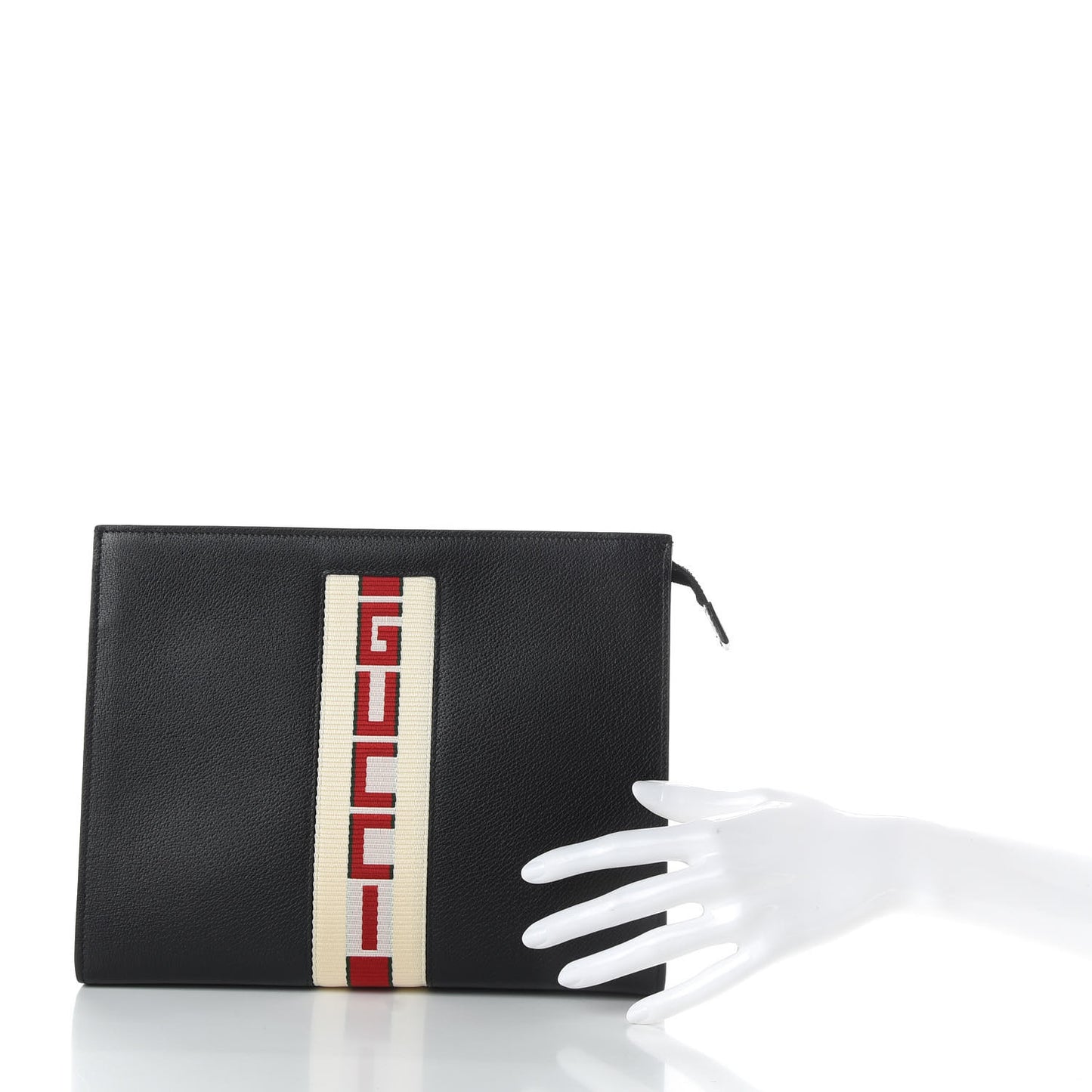 Textured Dollar Calfskin Nylon Gucci Stripe New Web Cosmetic Case Black Ecru Verde Rosso