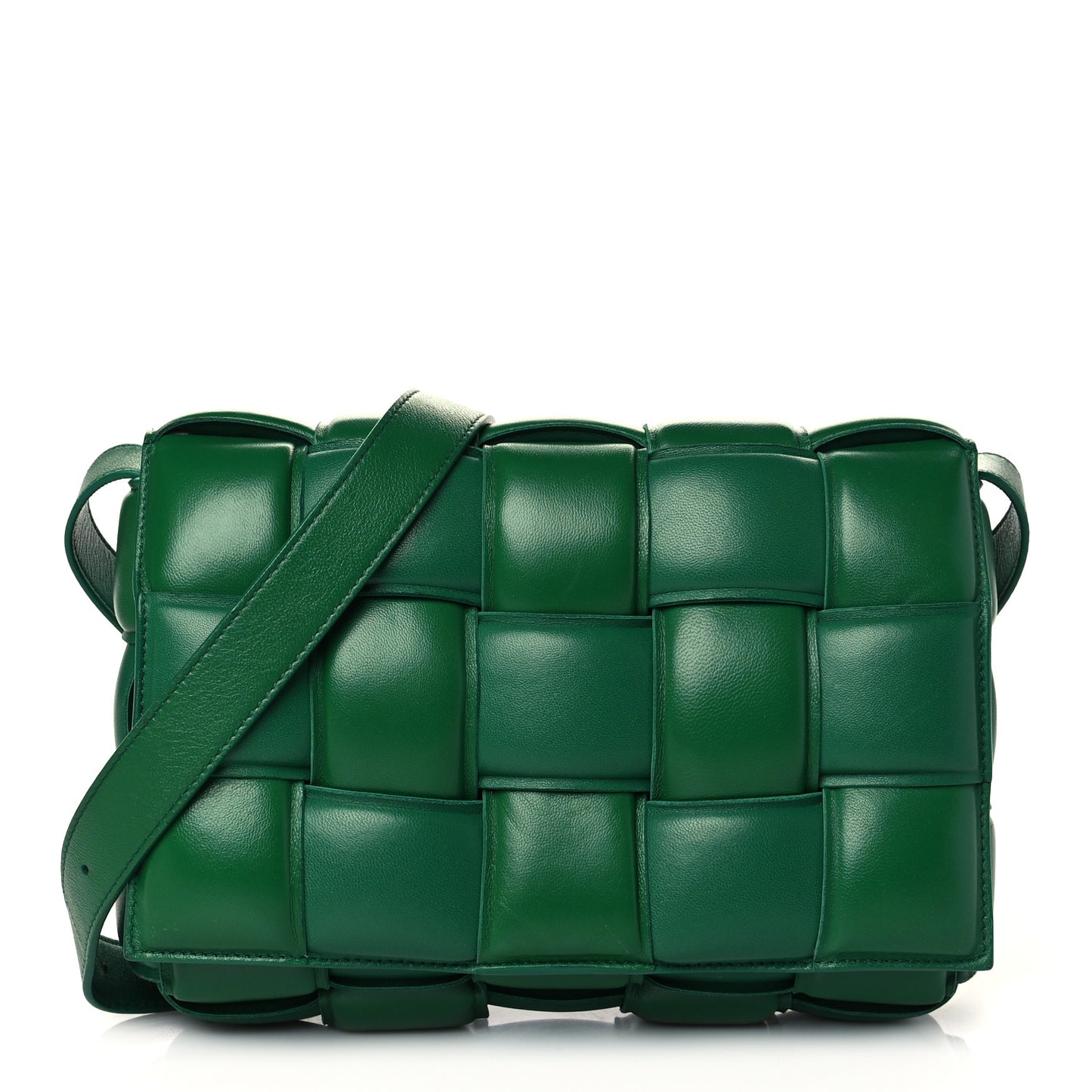 Nappa Maxi Intreccio Padded Cassette Crossbody Bag Racing Green