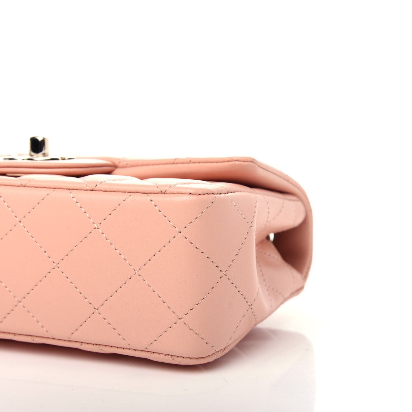 Lambskin Quilted Mini Rectangular Flap Light Pink