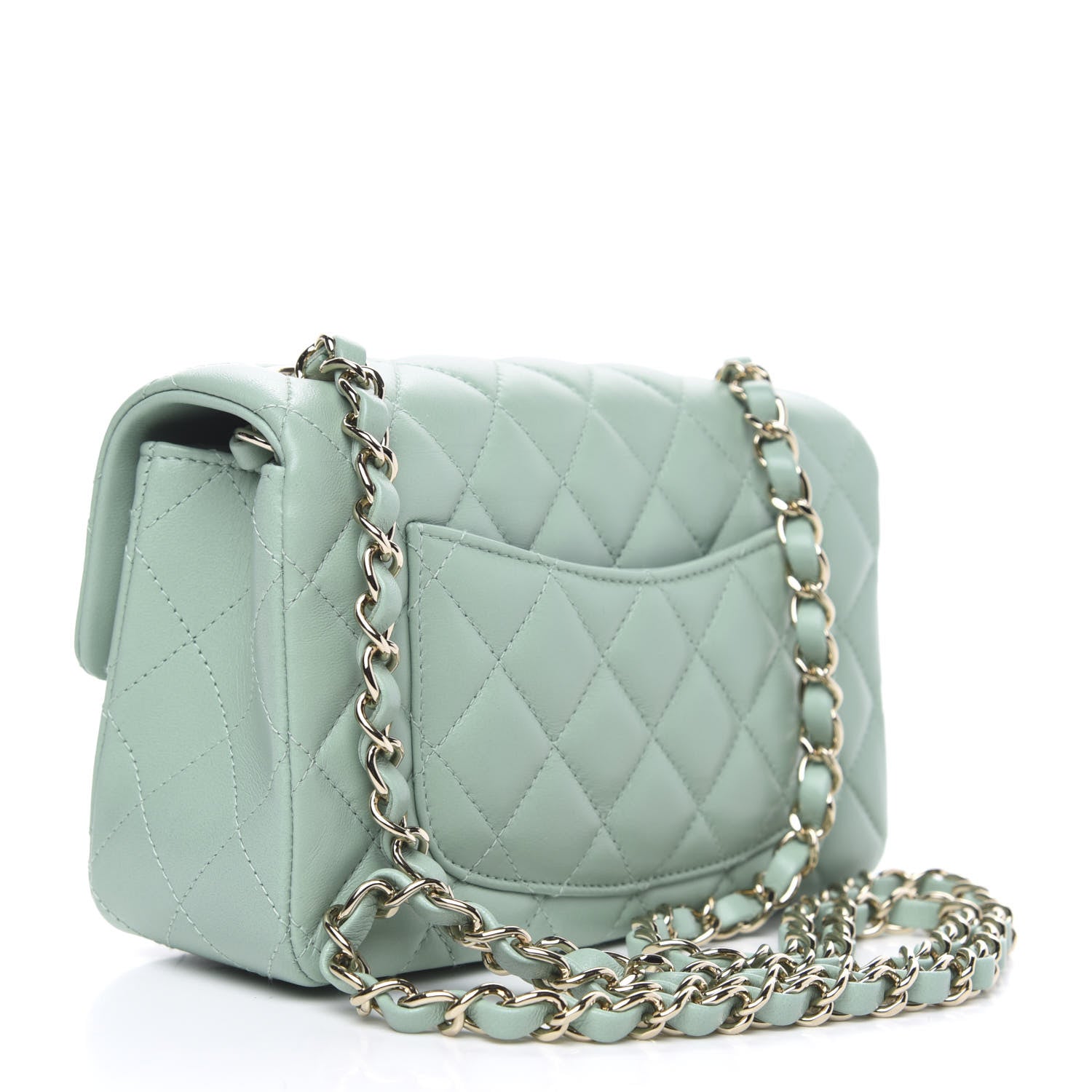 Chanel Lambskin Quilted Mini Rectangular Flap Light Green 3 of 10