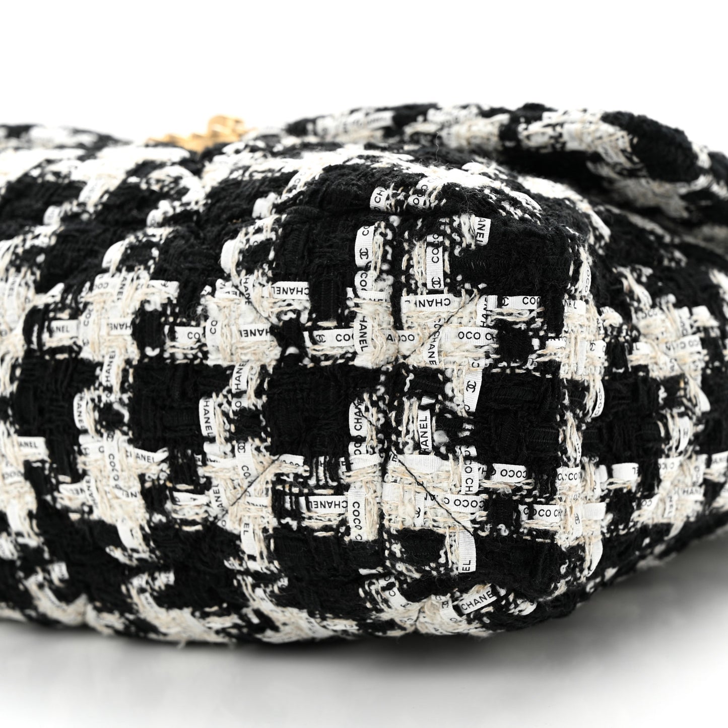 Tweed Quilted Large Chanel 19 Flap Black Ecru White