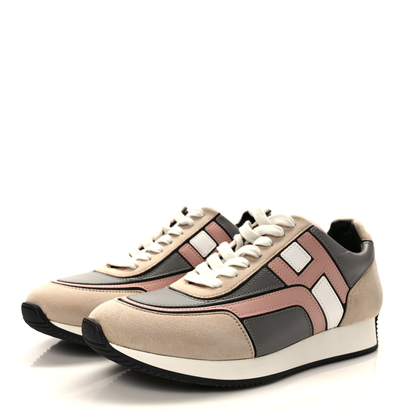 Calfskin Suede Goatskin Womens Chris Sneakers 38 Gris D'Hiver