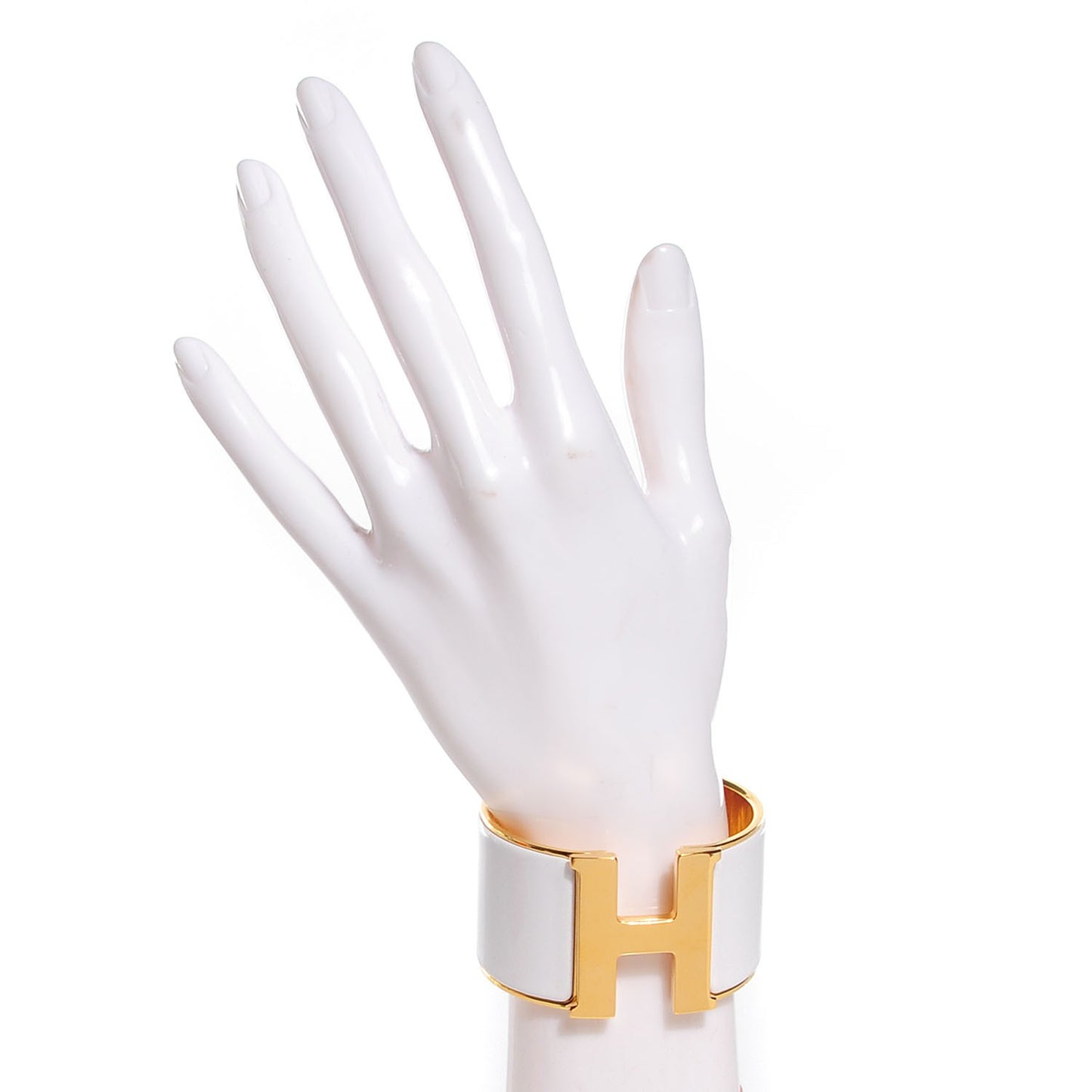 Enamel Extra Wide Clic Clac H Bracelet PM White