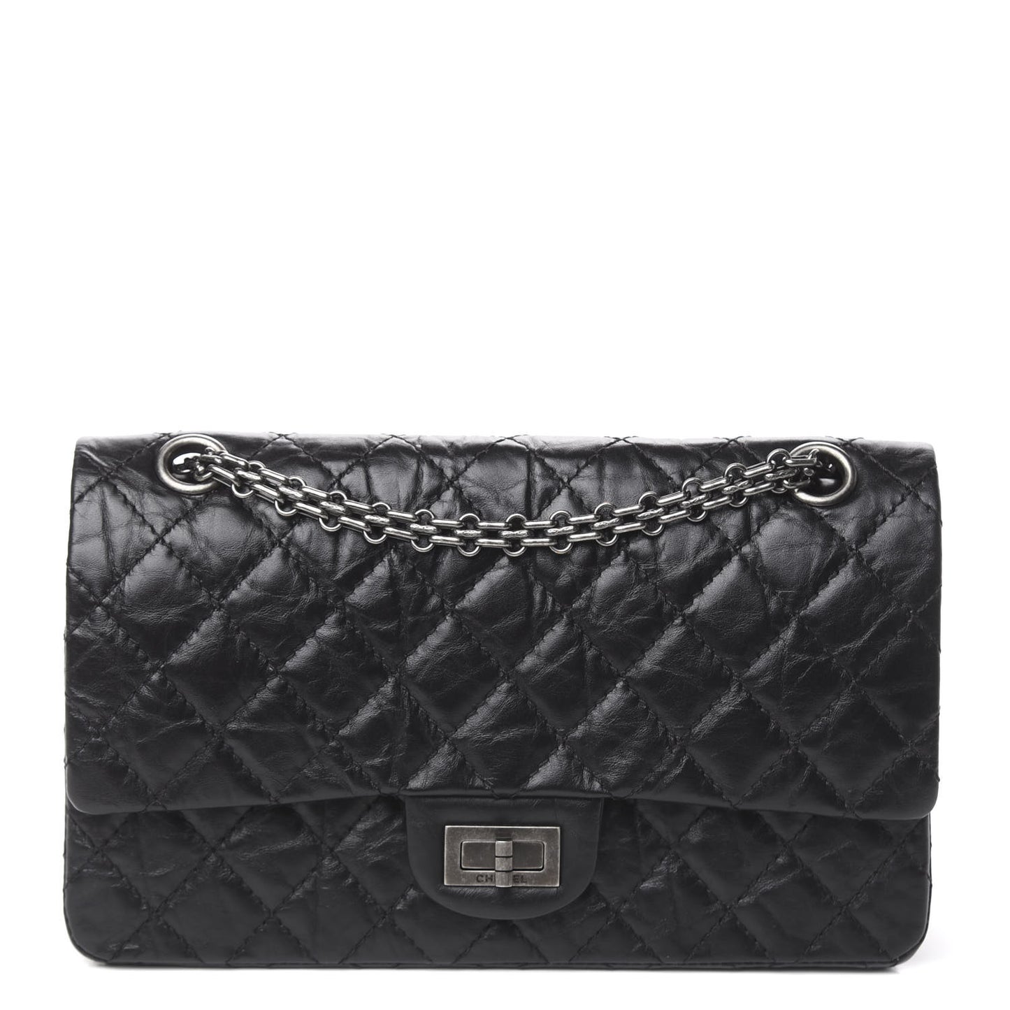 Aged Calfskin Quilted 2.55 Reissue 225 Flap Black