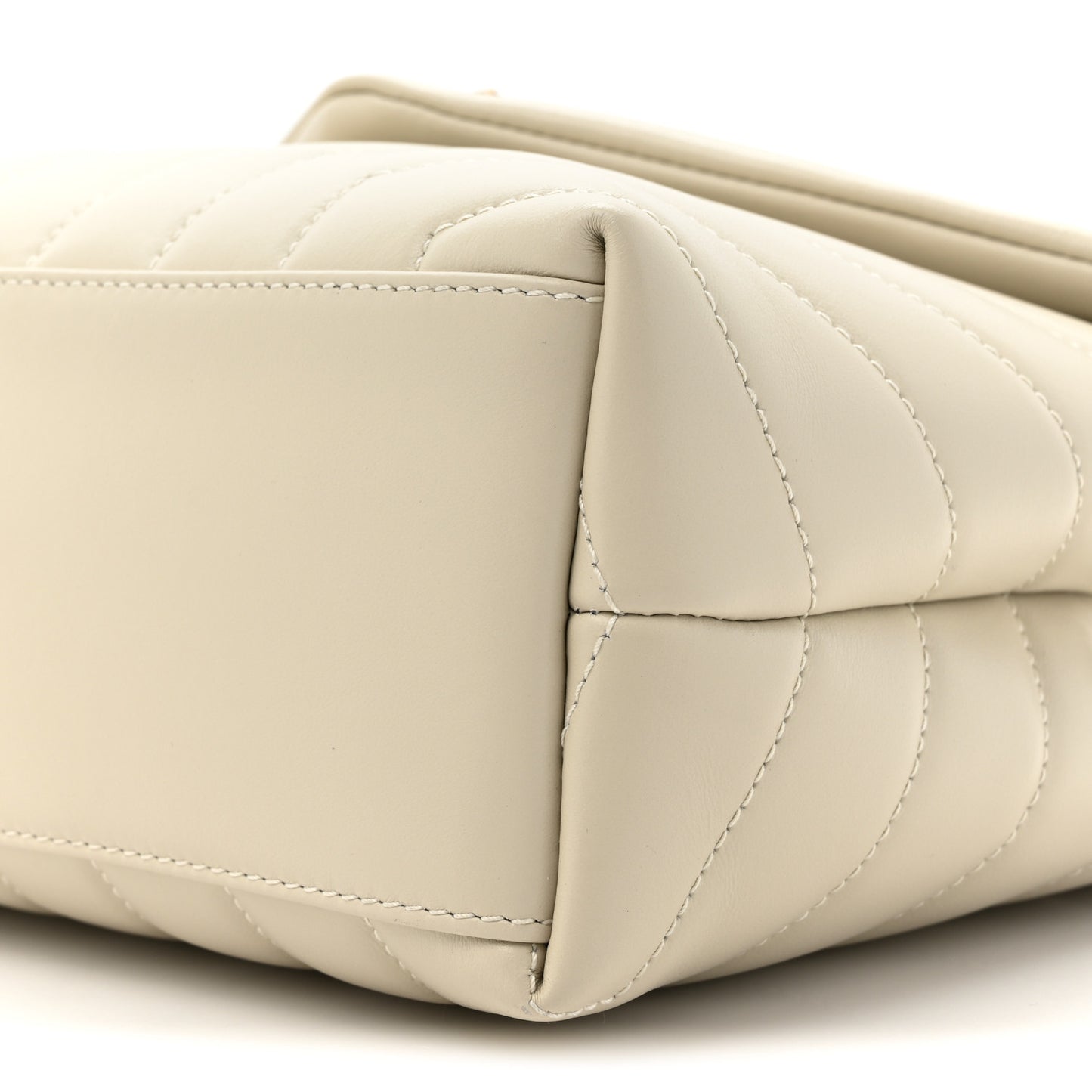 Calfskin Y Quilted Monogram Small Loulou Chain Satchel Crema Soft