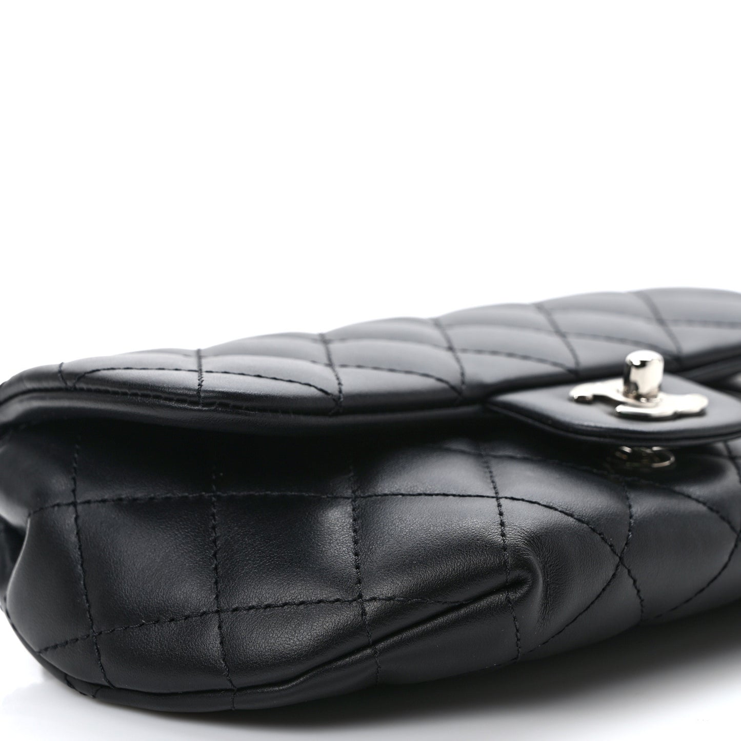Calfskin Quilted CC Uniform Flap Belt Bag Black