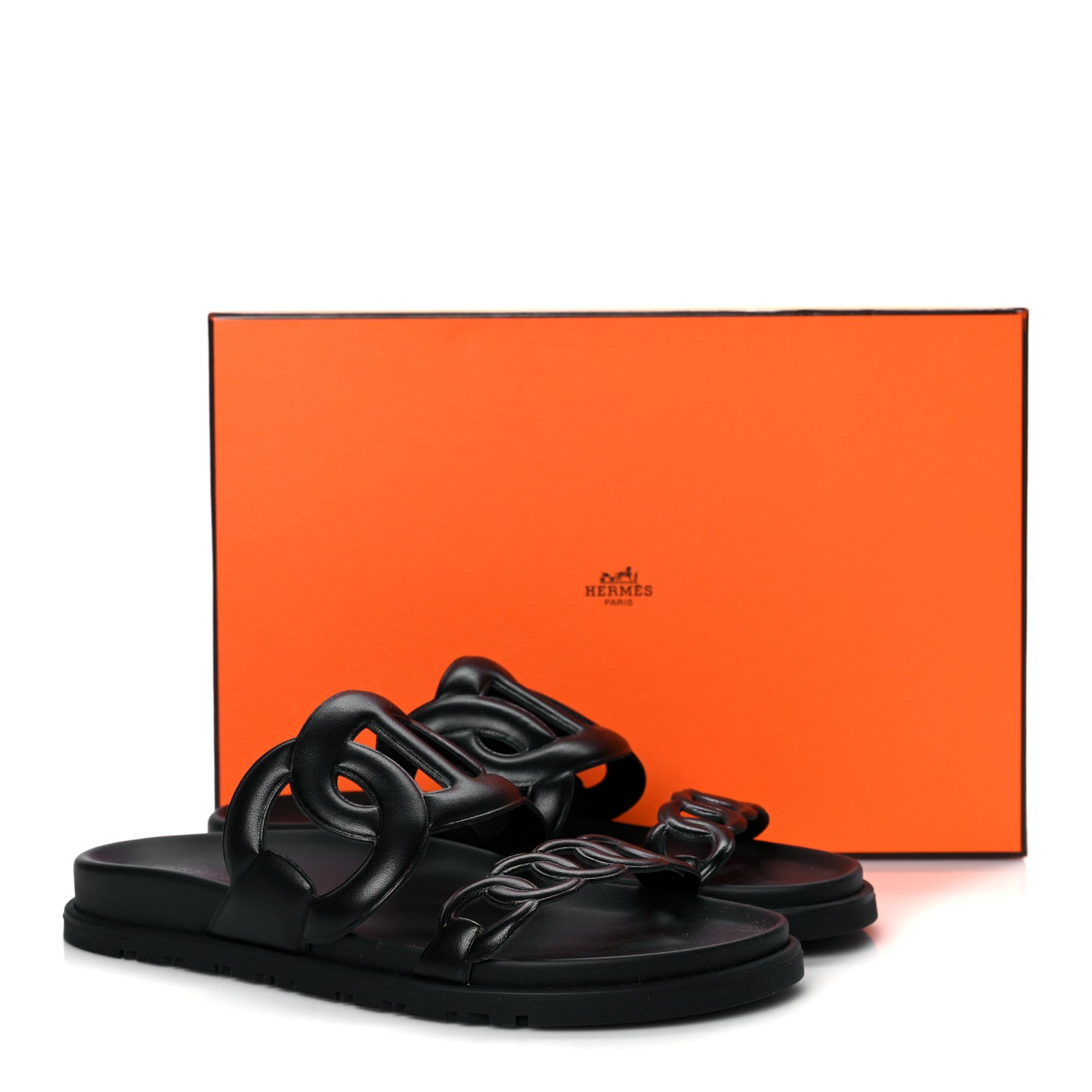 Hermes Nappa Extra Sandals 37 Black 9 of 9