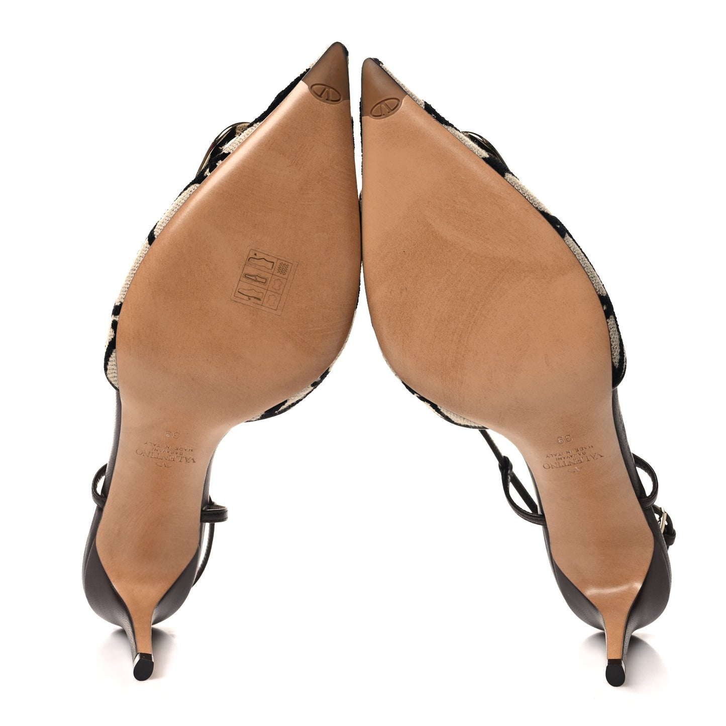 Toile Iconographe Vlogo Slingback 80mm Pumps 39 Naturale Black Fondant