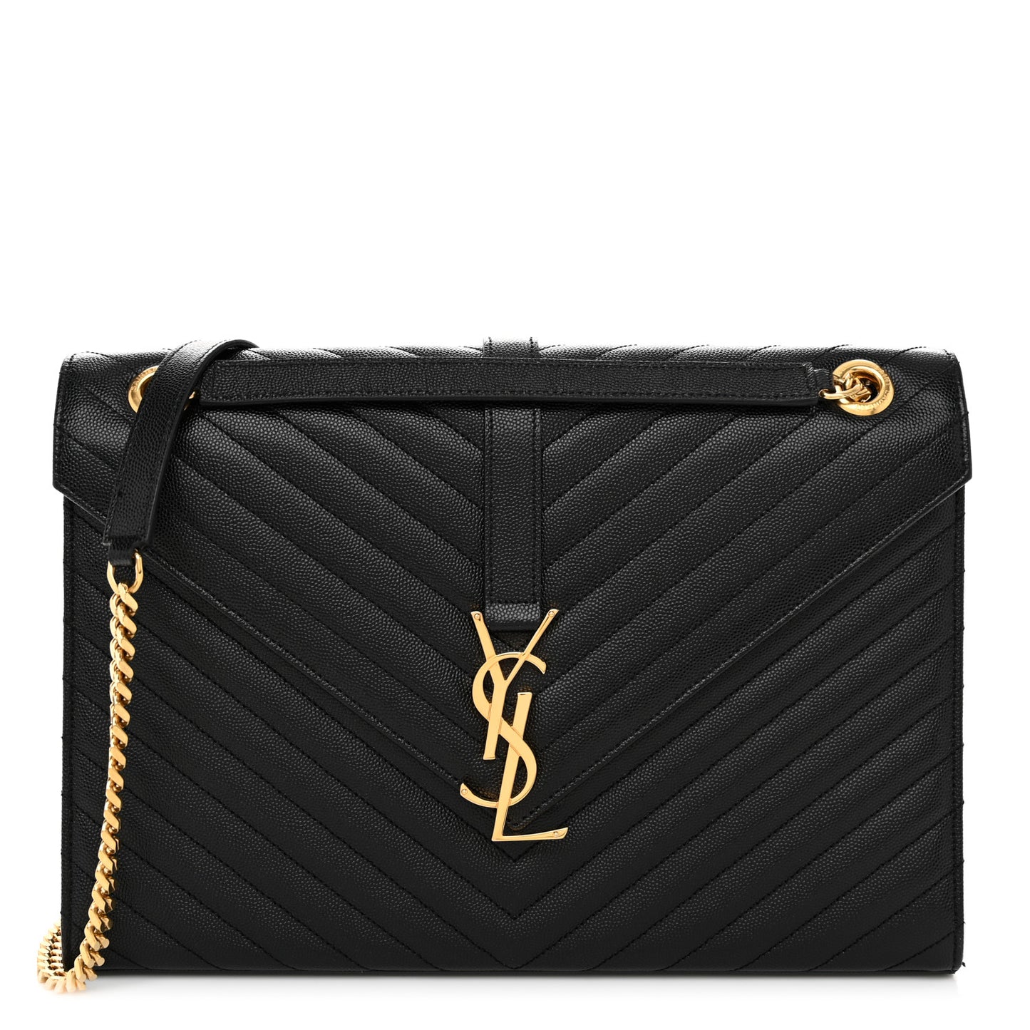 Grain De Poudre Matelasse Chevron Large Monogram Satchel Black