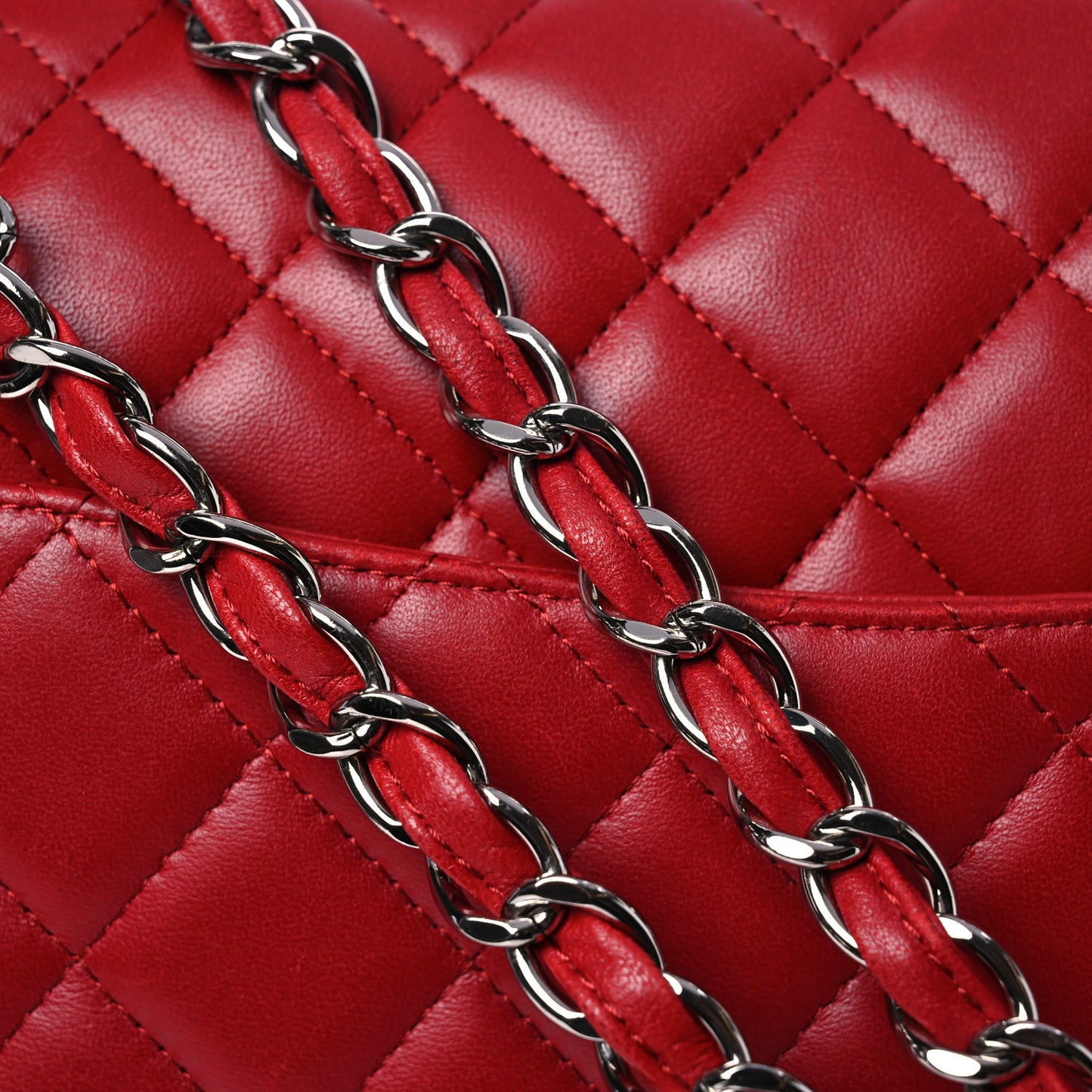 Lambskin Quilted Maxi Double Flap Red