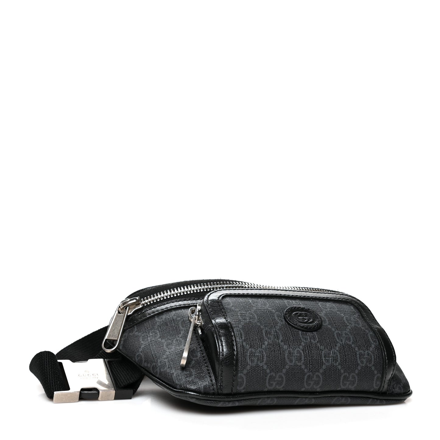 GG Supreme Monogram Textured Calfskin Retro Interlocking G Belt Bag Black