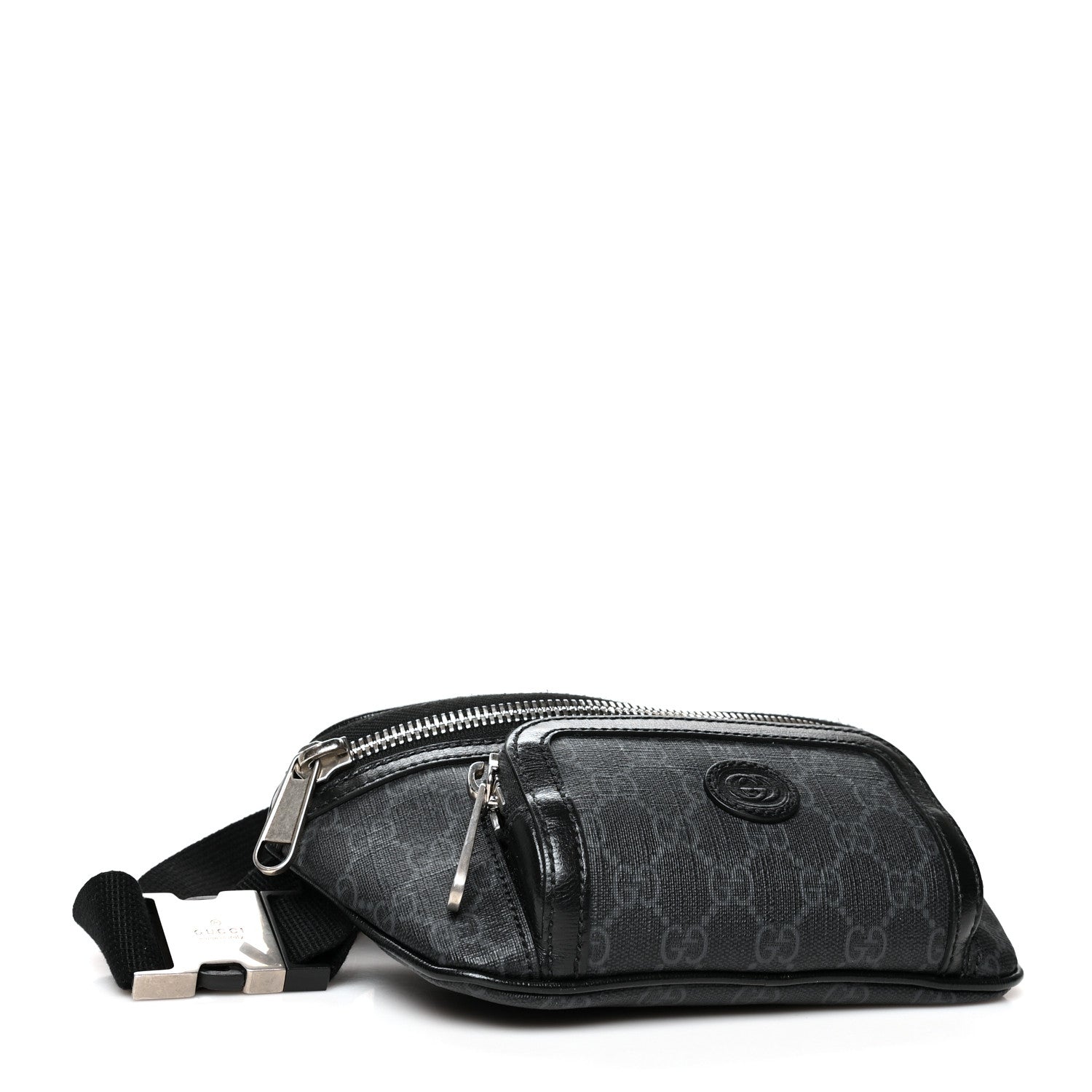 Gucci GG Supreme Monogram Textured Calfskin Retro Interlocking G Belt Bag Black 4 of 10