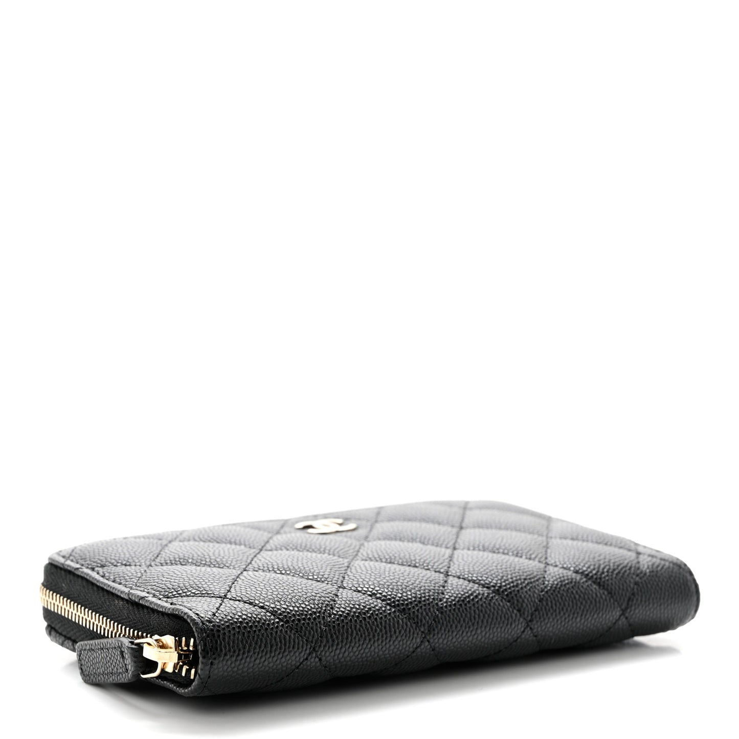 Caviar Quilted Medium Zip Around Wallet Black