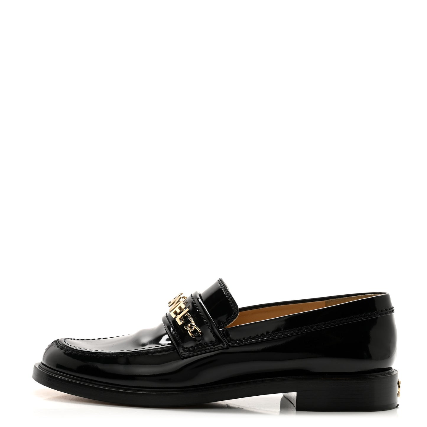 Shiny Calfskin Logo Loafers 39 Black