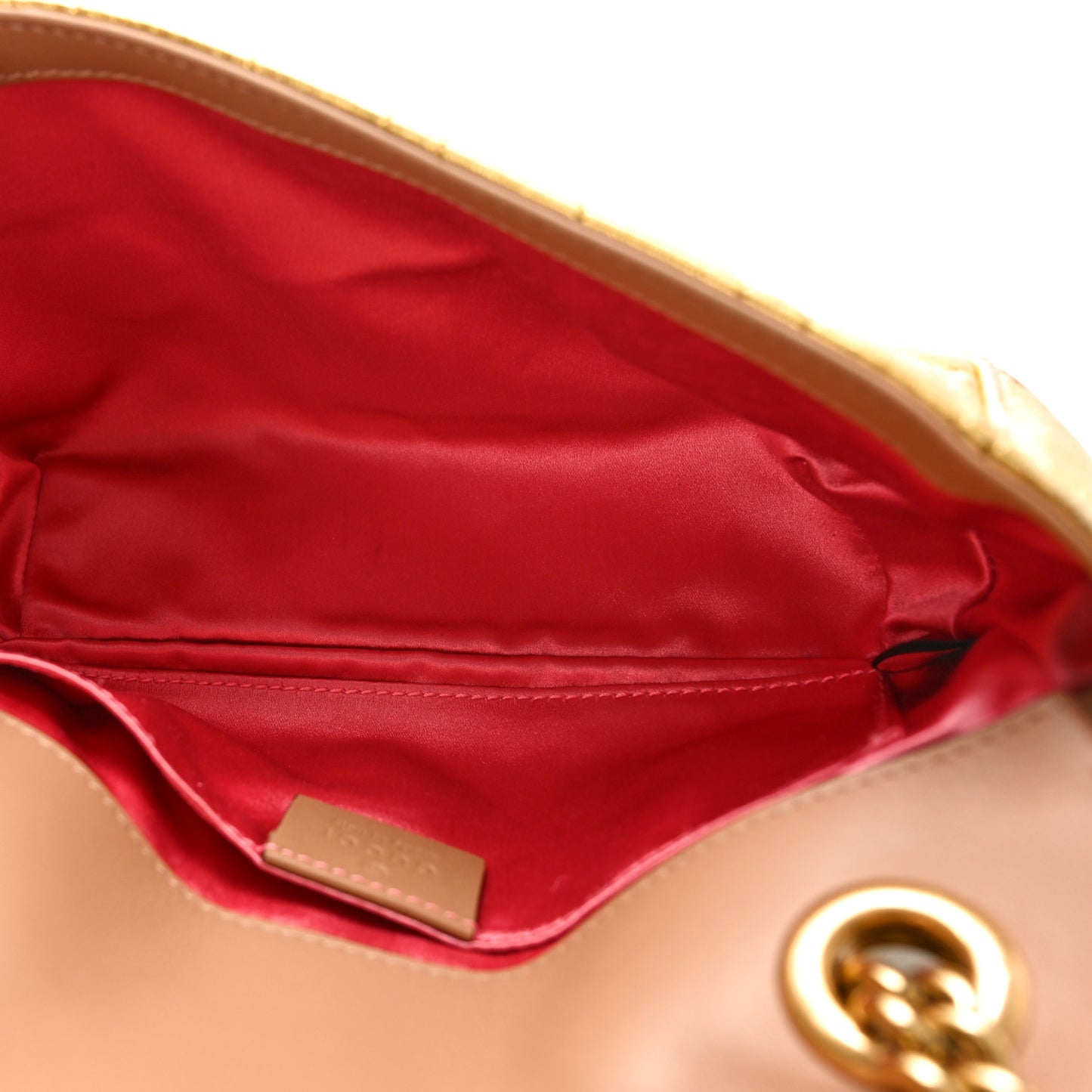 Metallic Calfskin Matelasse Studded Mini Pearly GG Marmont Shoulder Bag Gold
