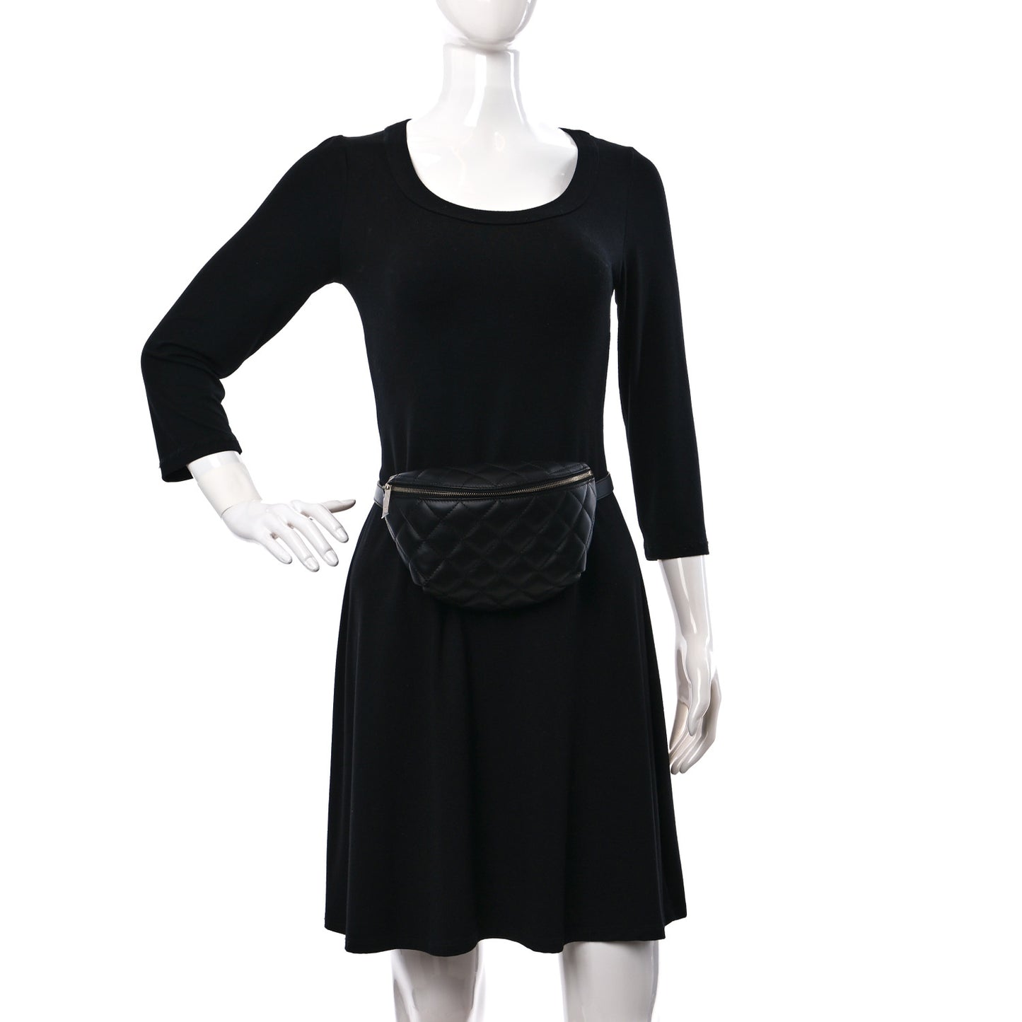 Calfskin Quilted Waist Belt Bag Black