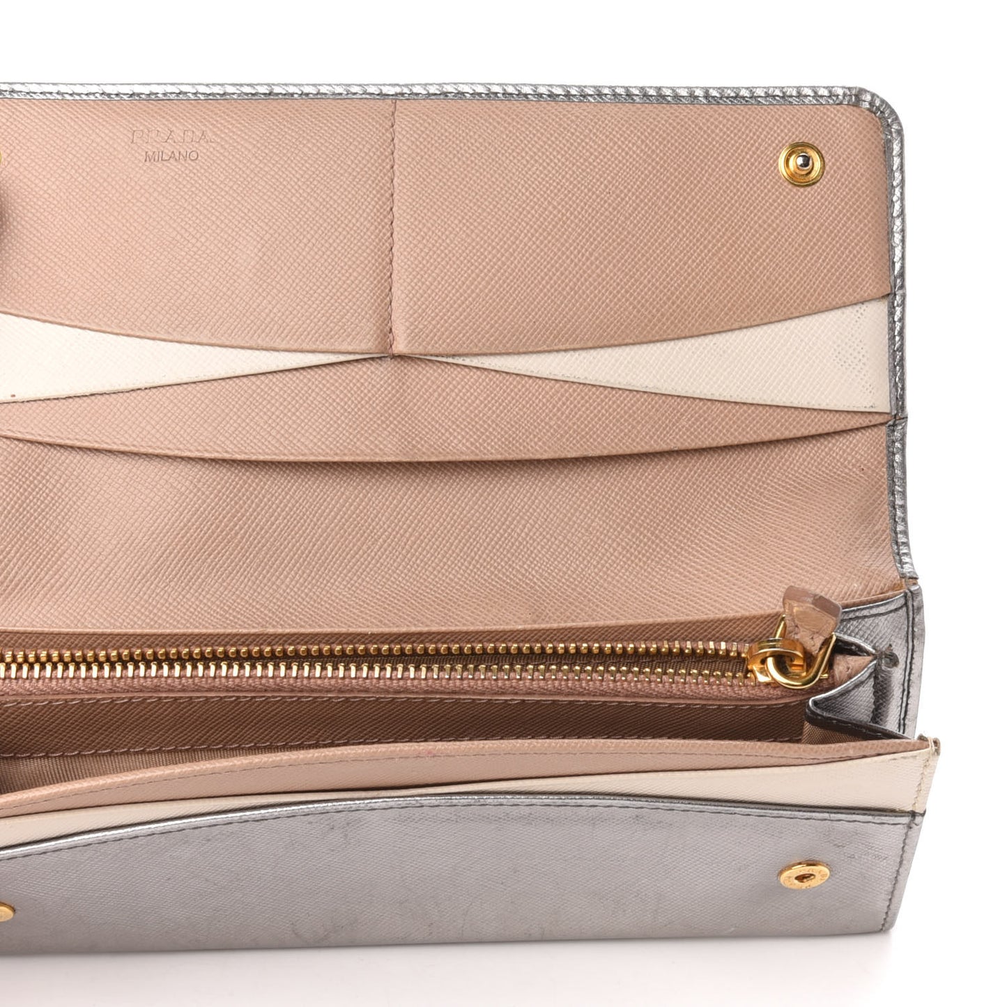 Metallic Saffiano Colour Continental Flap Wallet Cromo