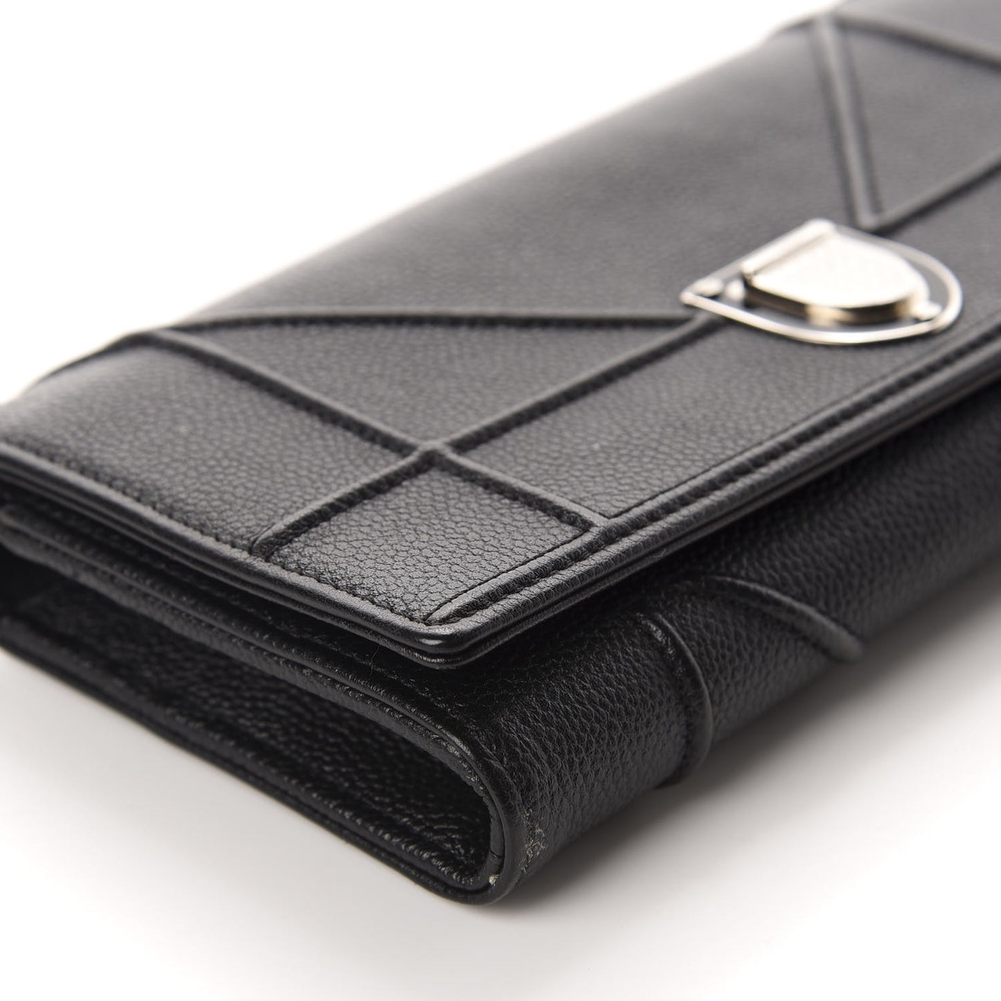 Grained Calfskin Diorama Croisiere Chain Wallet Black