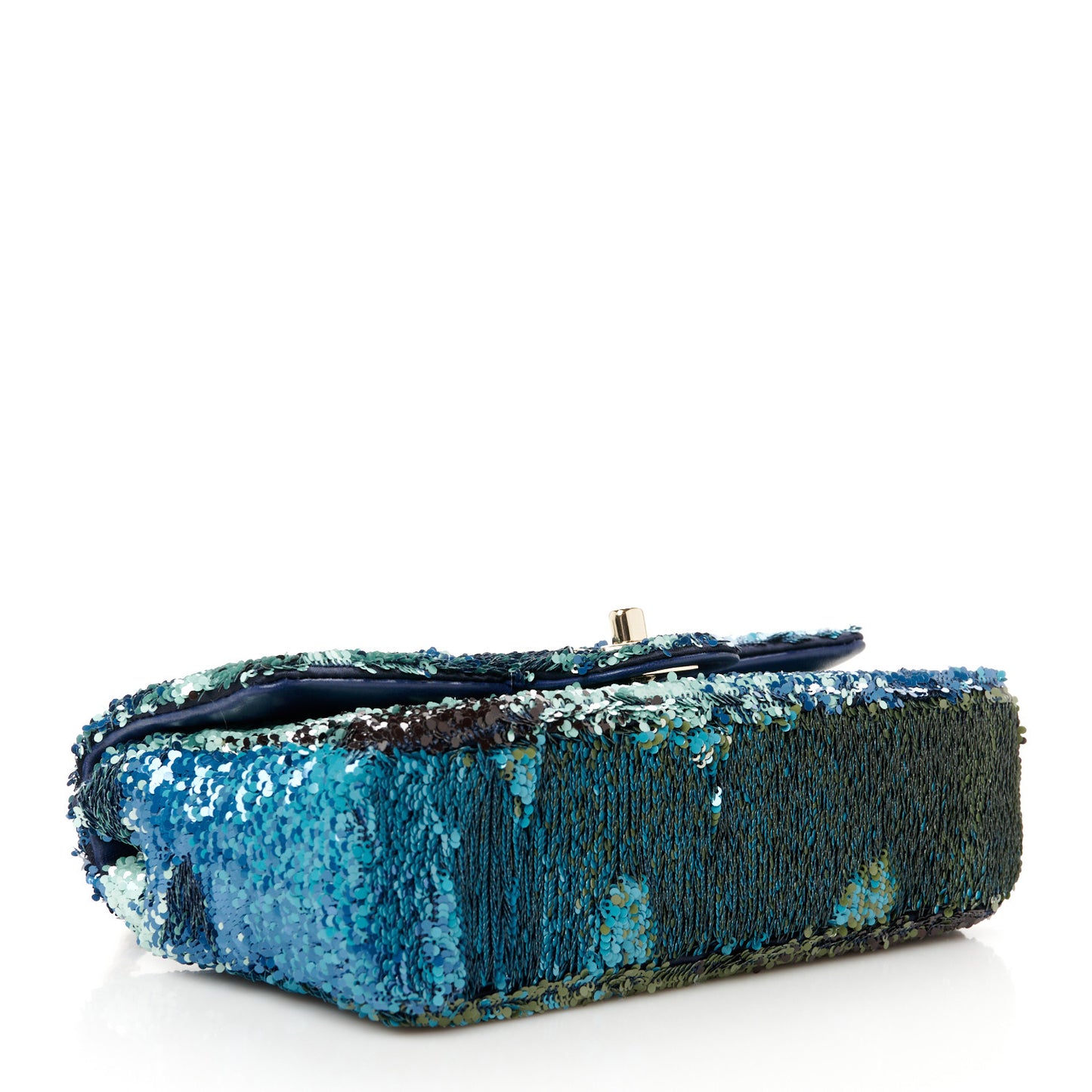 Shaded Sequins Mini Flap Light Green Dark Brown White Blue